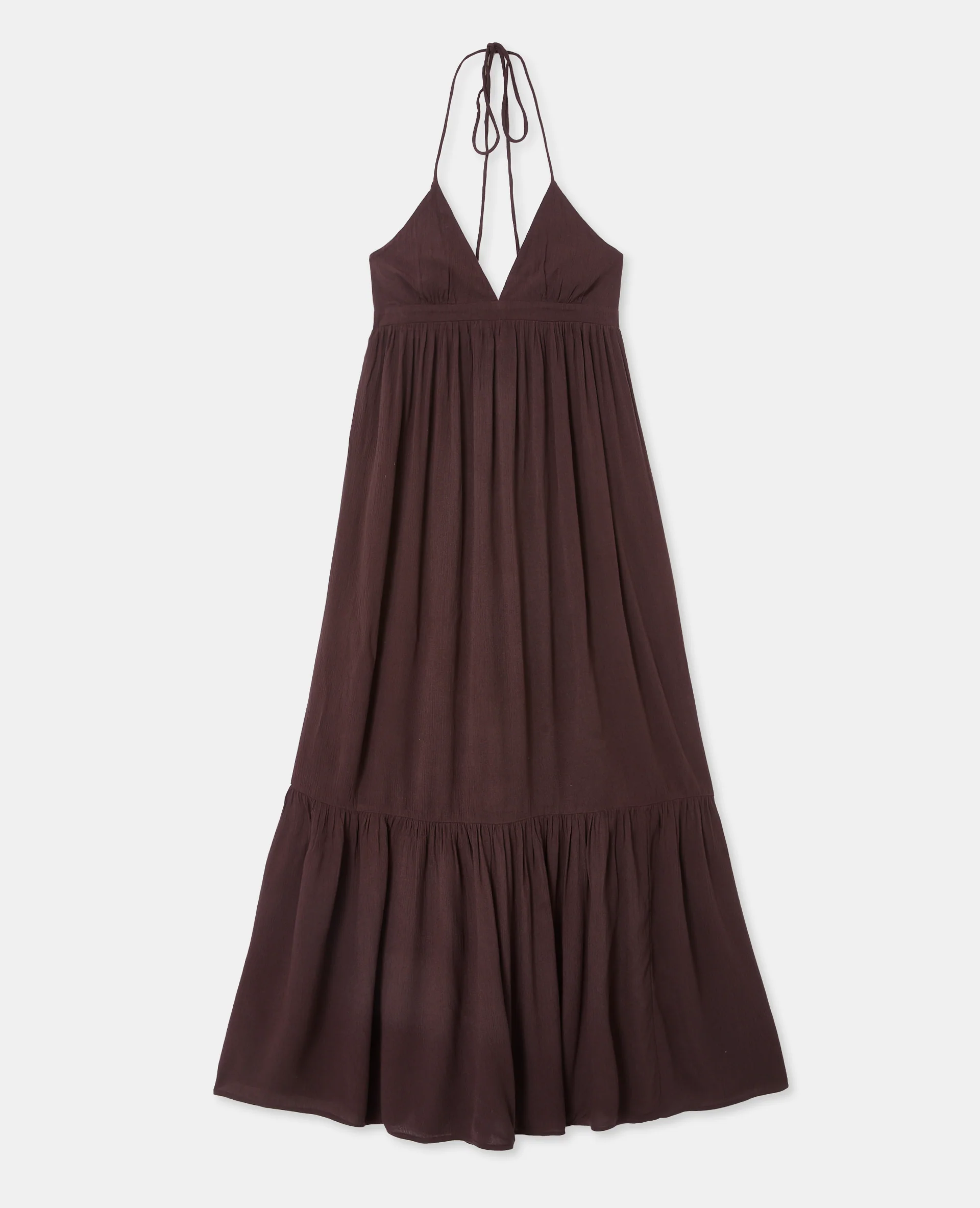 Robe longue évasée avec volant et bretelles fines - Image 4