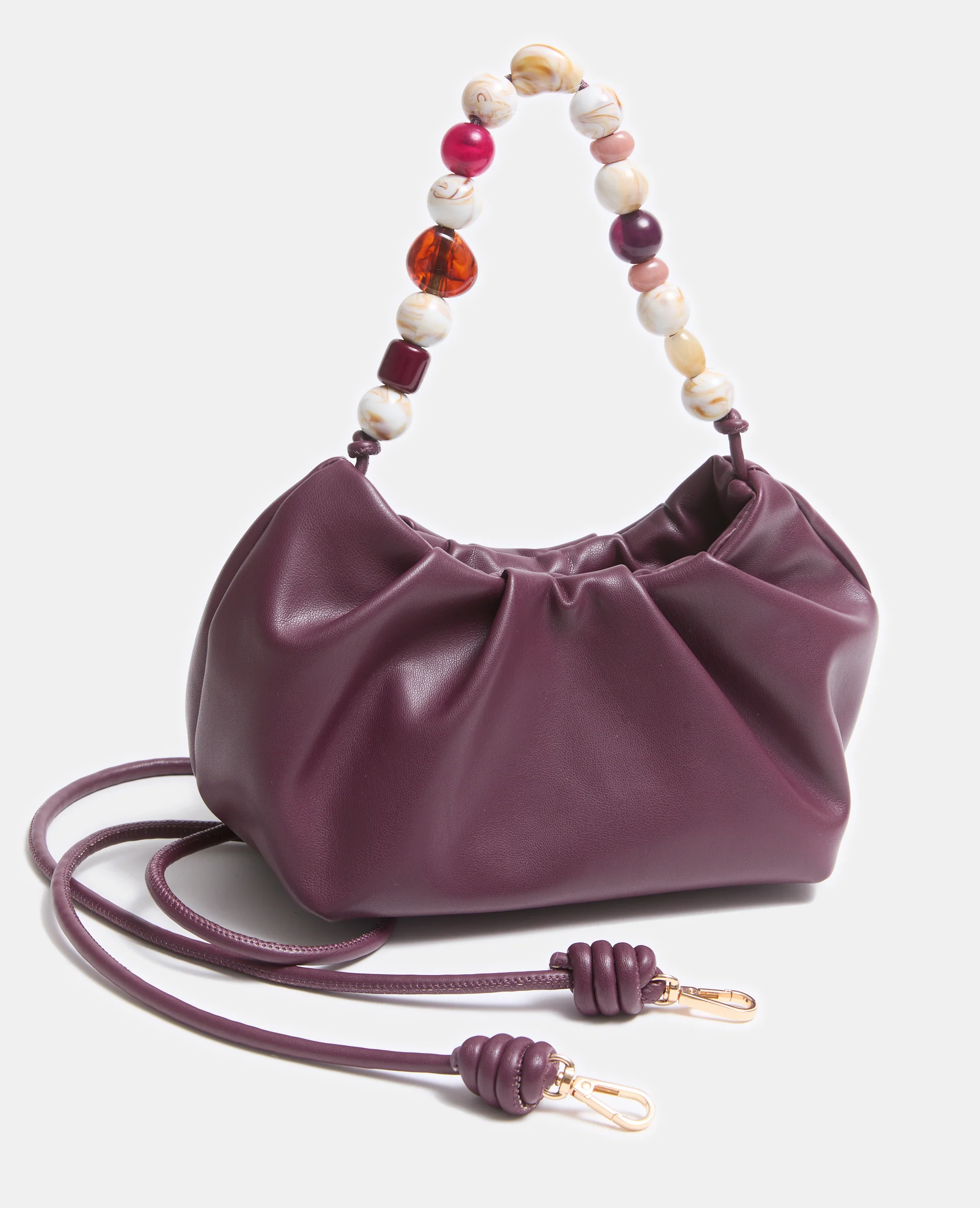 Sac en simili avec poignée perles et bandoulière - Image 5