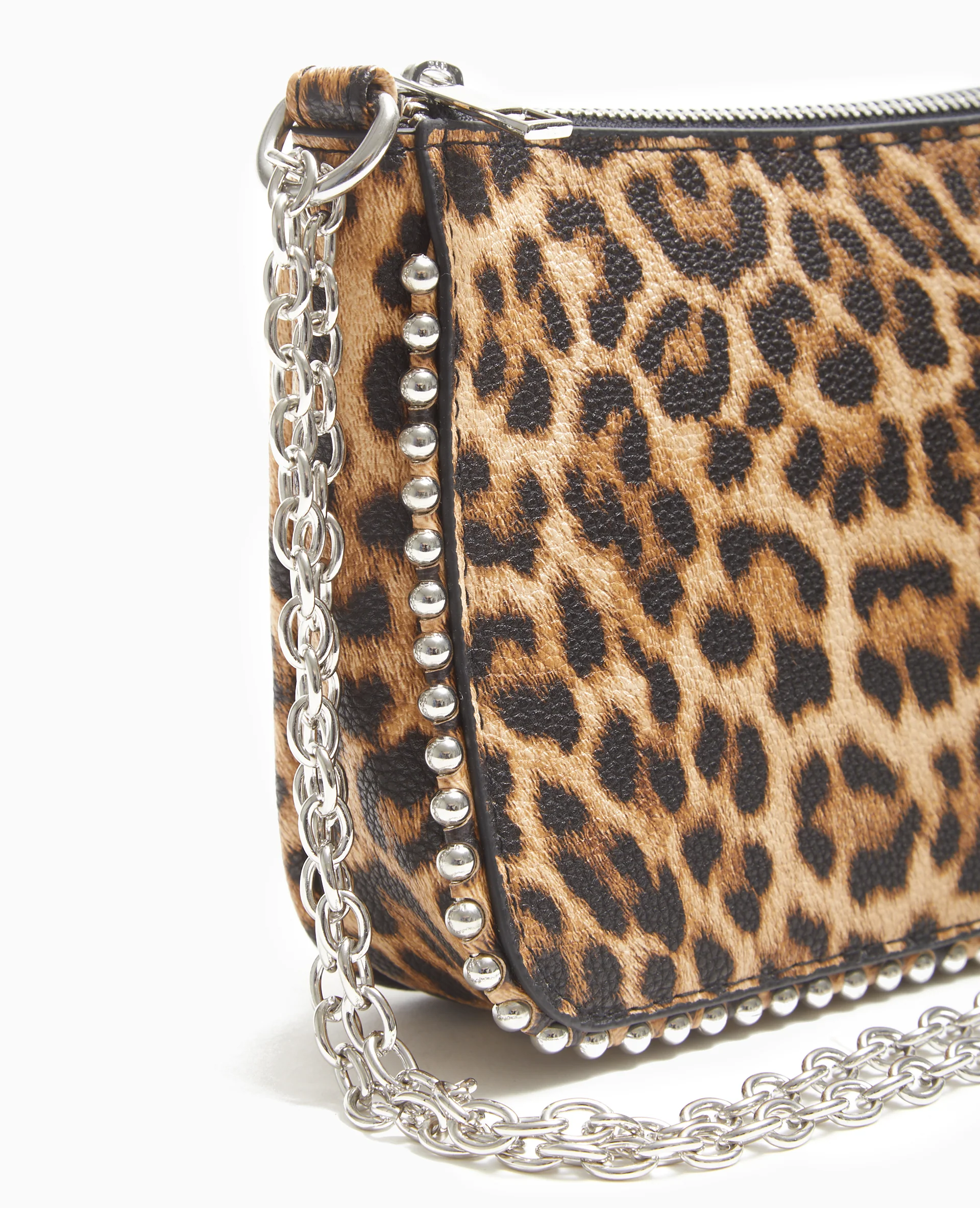 Sac pochette motif léopard avec chaînette et clous - Image 3