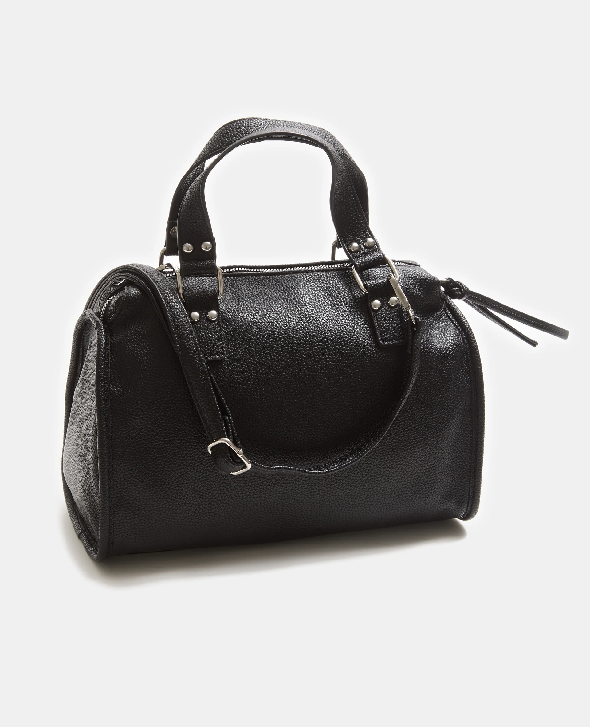 Sac simili effet cuir grainé avec détails clous et boucles - Image 3
