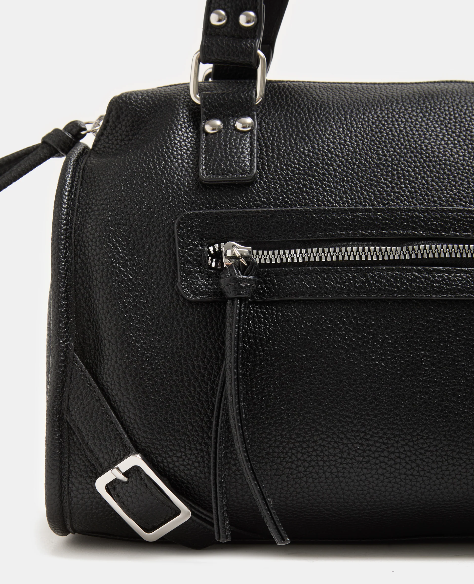 Sac simili effet cuir grainé avec détails clous et boucles - Image 4