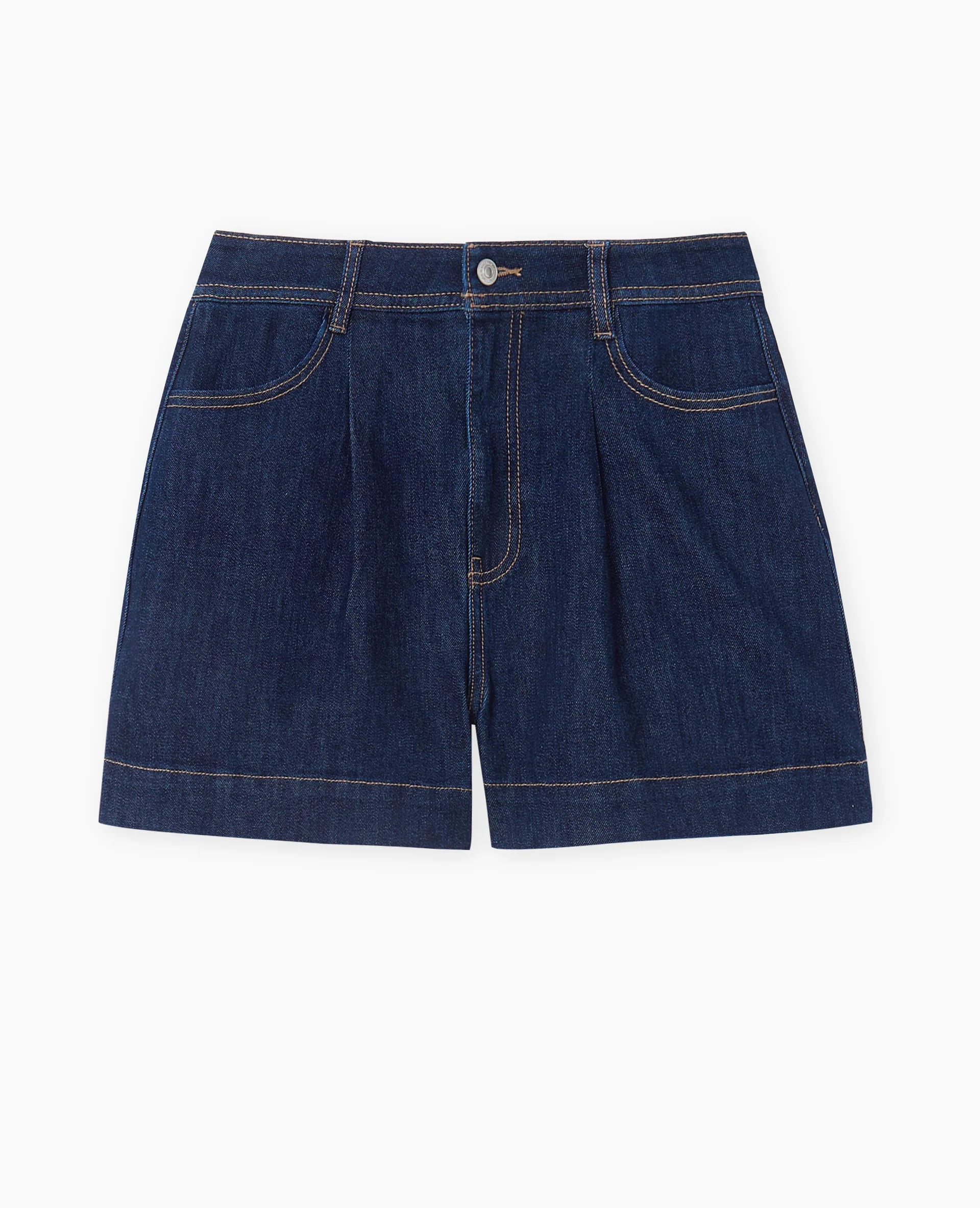 Short taille haute en jean avec pinces - Image 4