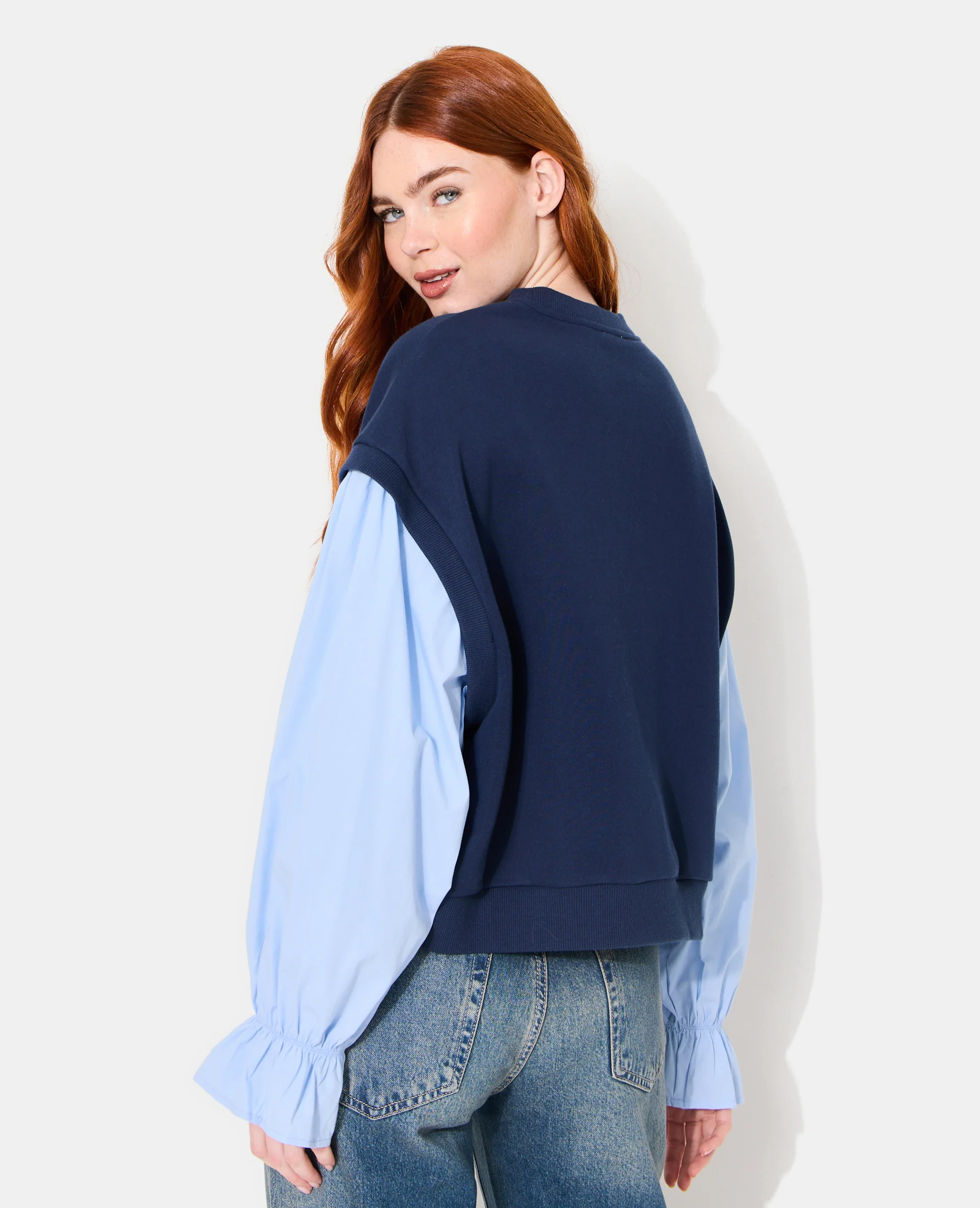 Sweat avec manches chemise effet 2 en 1 - Image 6
