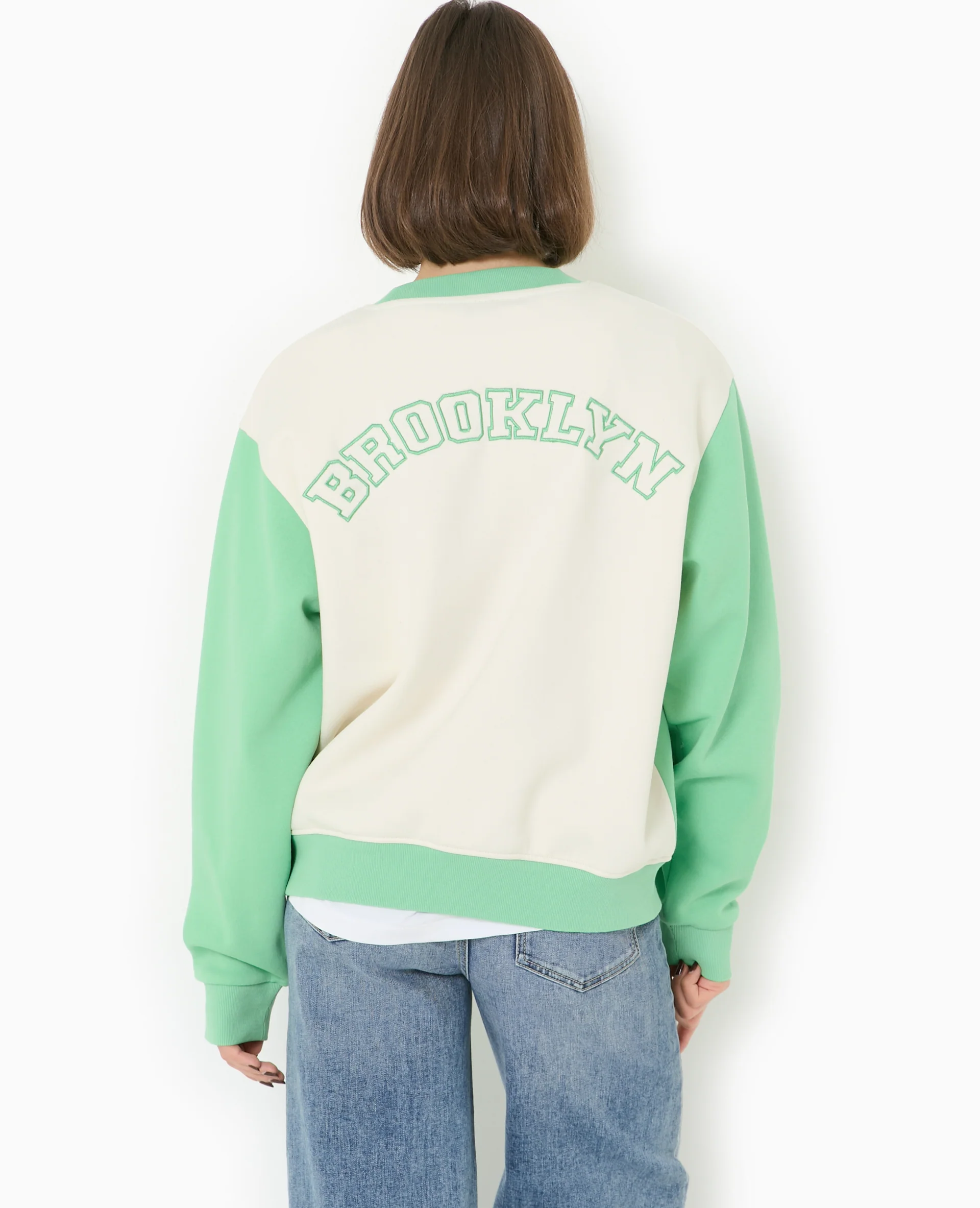 Sweat bicolore avec broderie poitrine et dos - Image 6