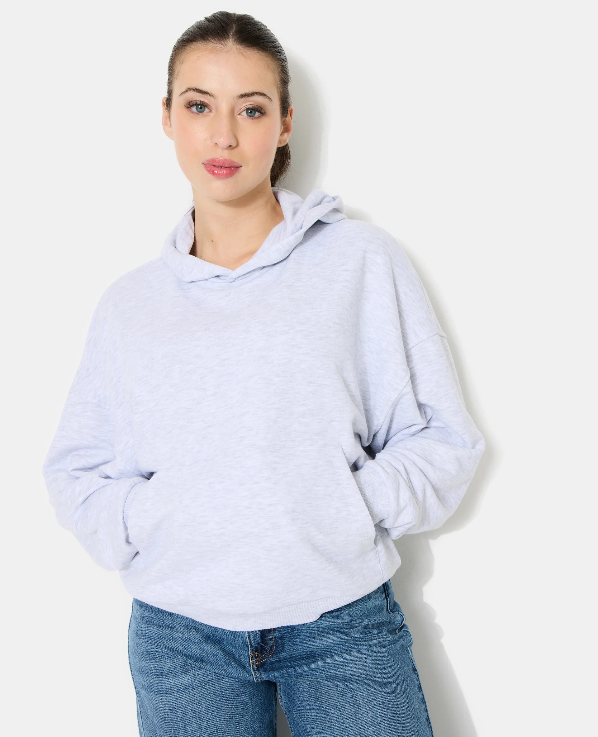 Sweat capuche oversize avec étoiles contrastées - Image 2