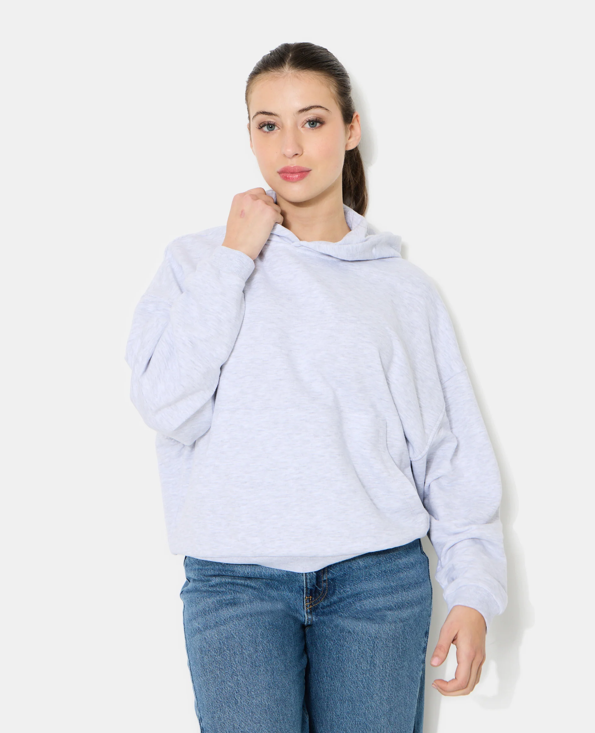 Sweat capuche oversize avec étoiles contrastées - Image 5