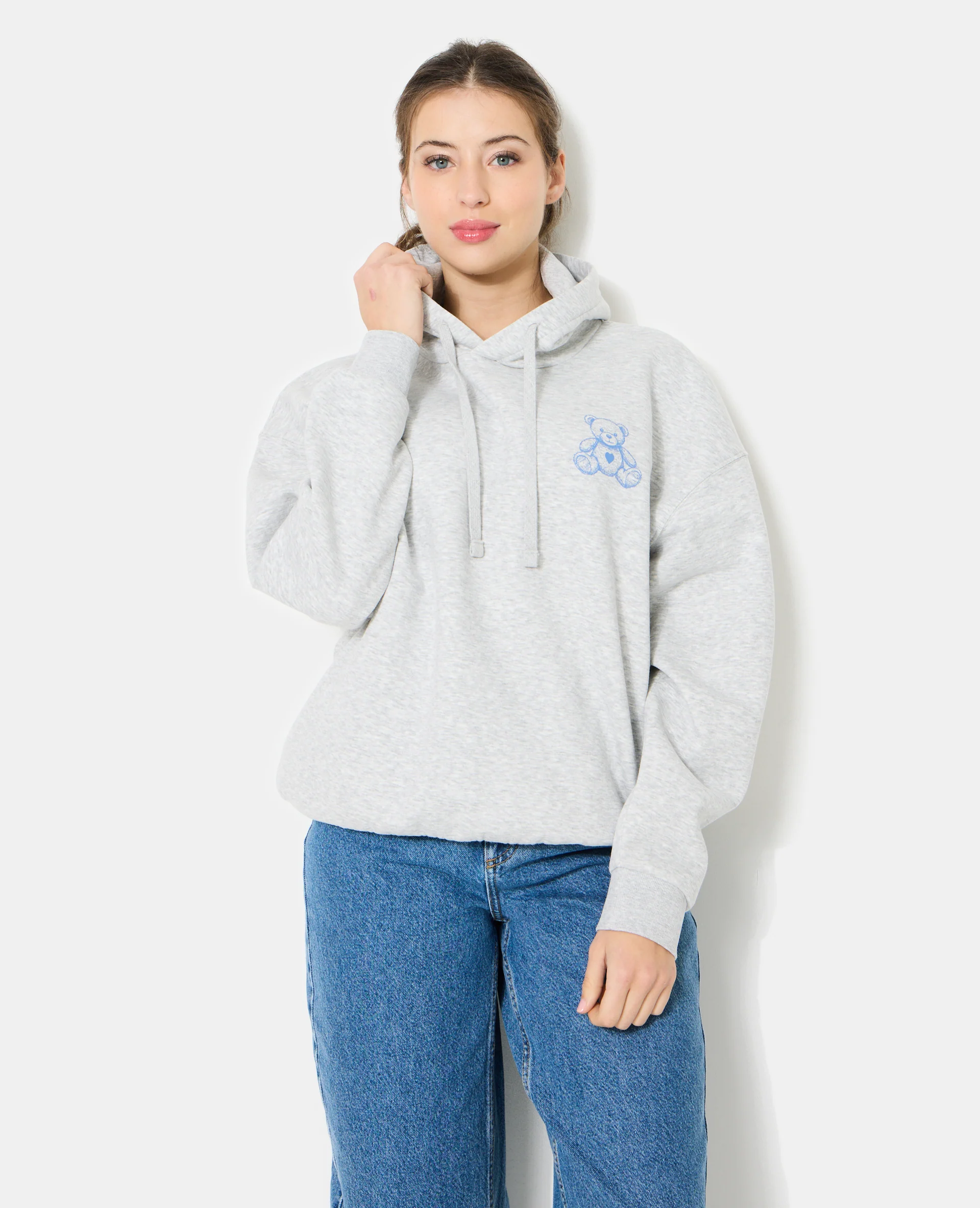 Sweat capuche oversize avec ourson