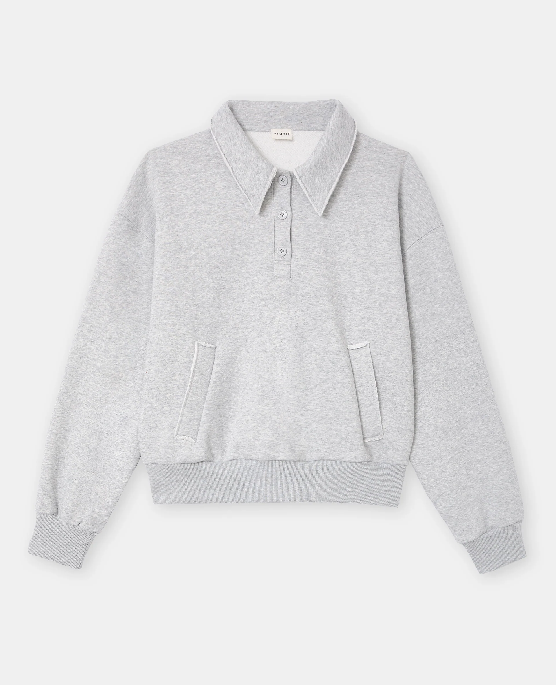 Sweat col polo avec poches et détails coupés - Image 4