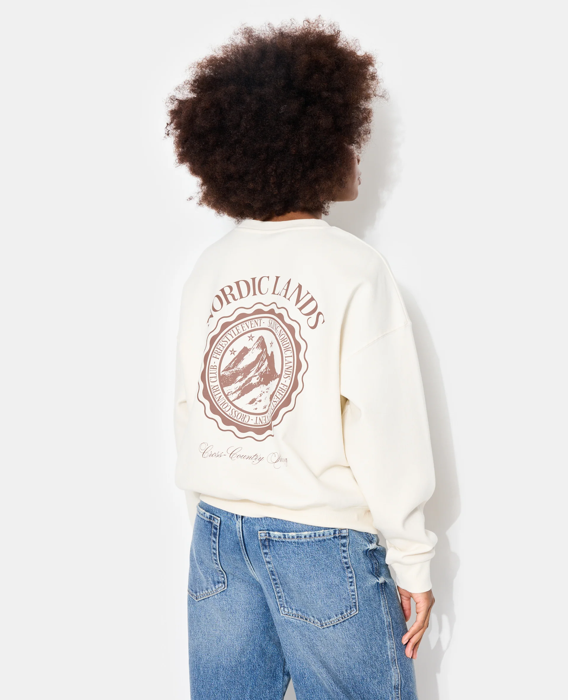 Sweat oversize avec print poitrine et dos