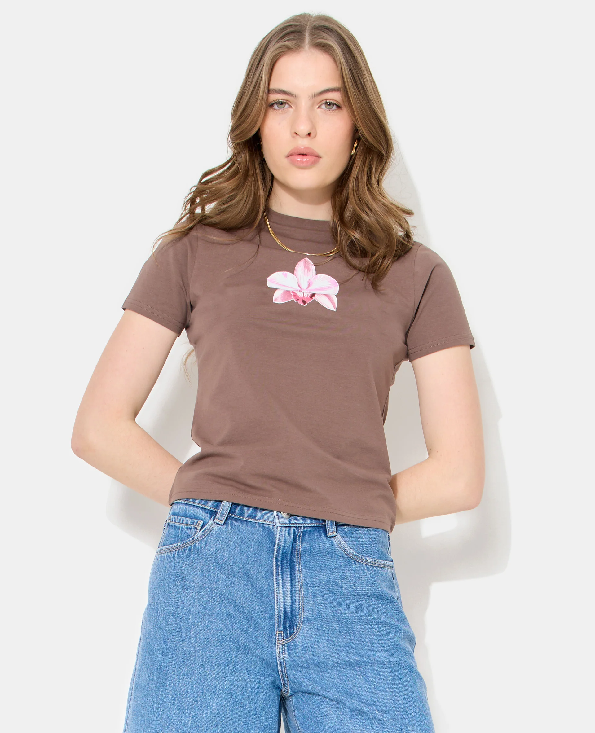 T-shirt ajusté avec orchidée - Image 5