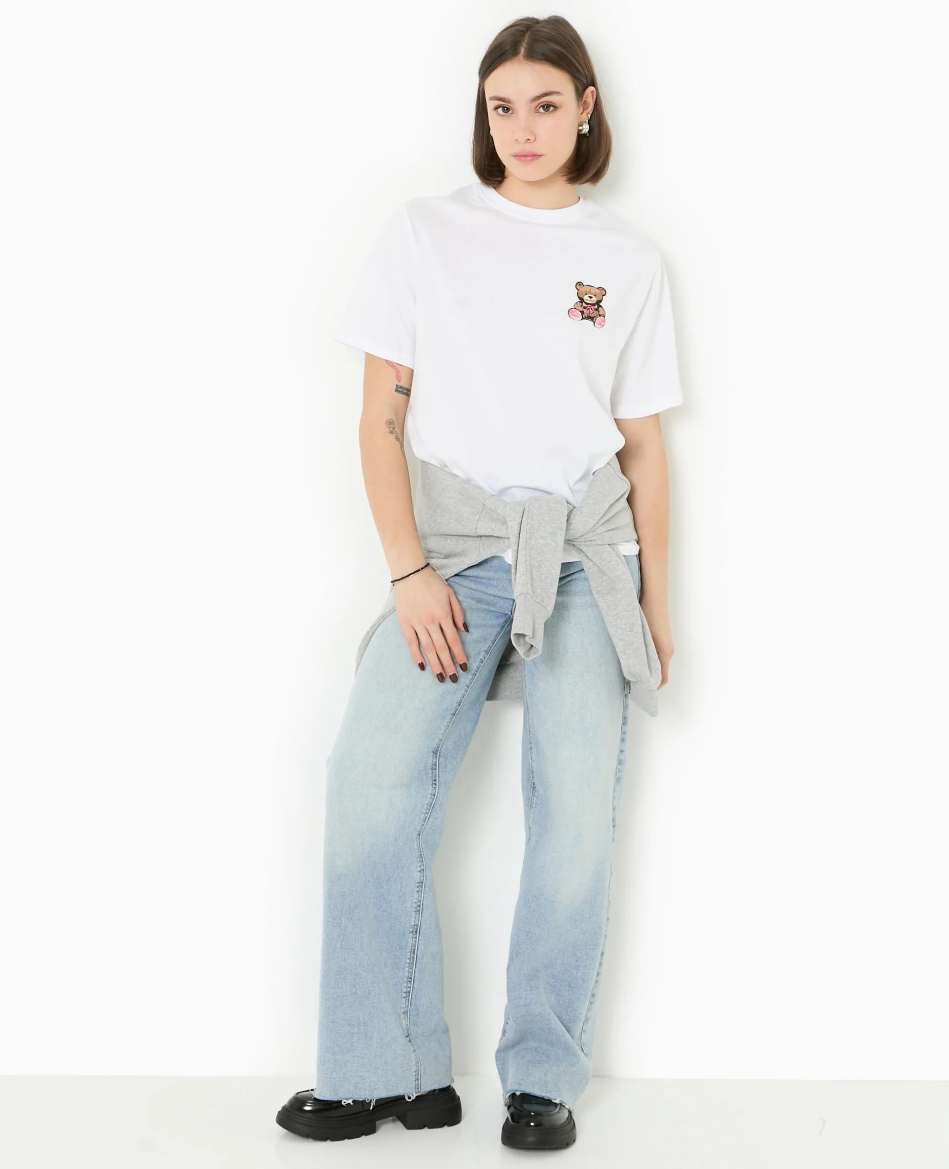 T-shirt ample avec print poitrine et dos