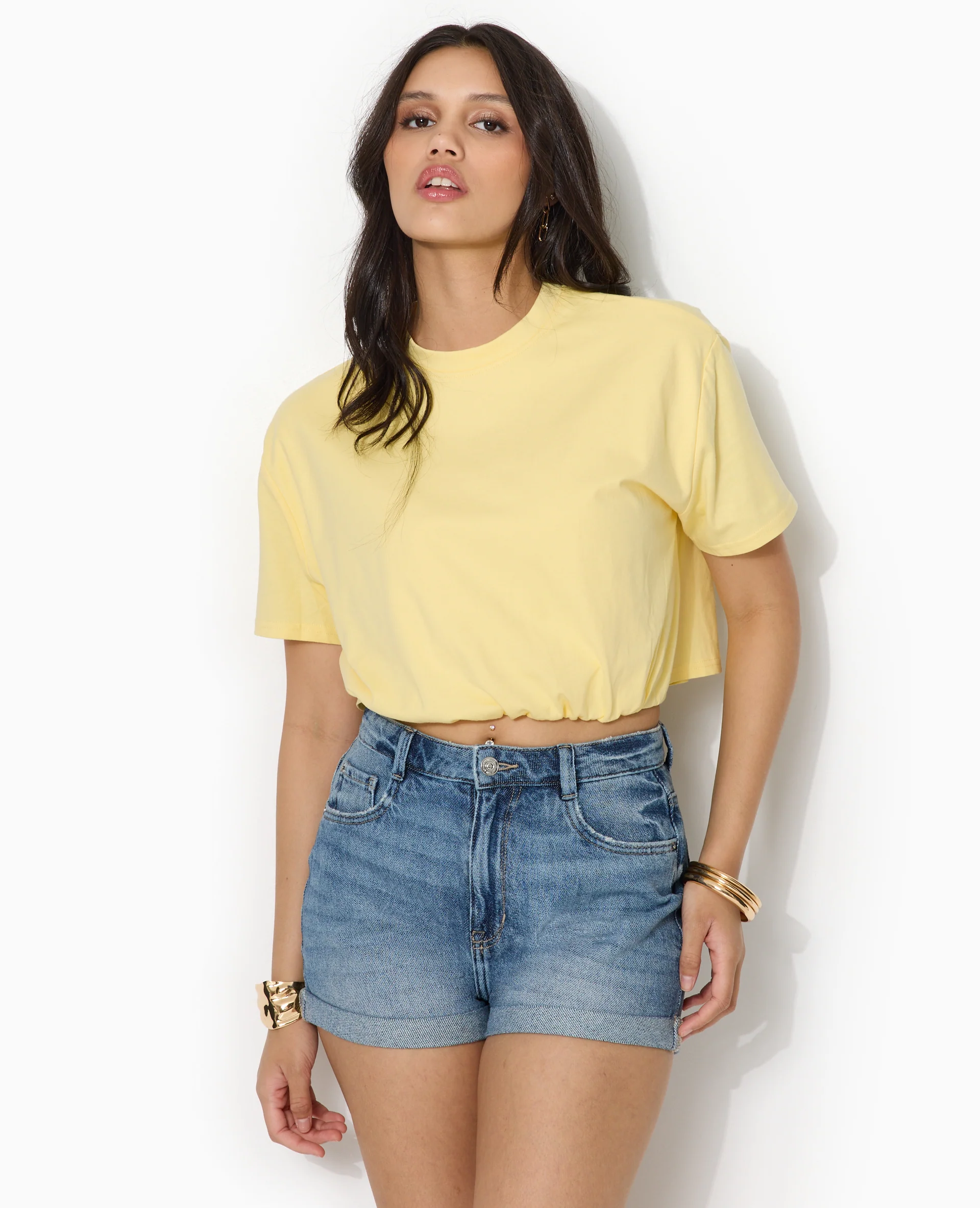 T-shirt court avec détail élastique