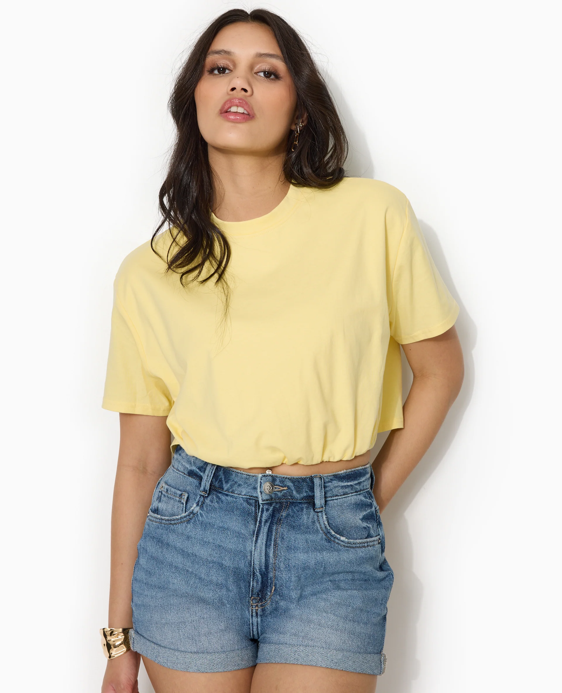 T-shirt court avec détail élastique - Image 7