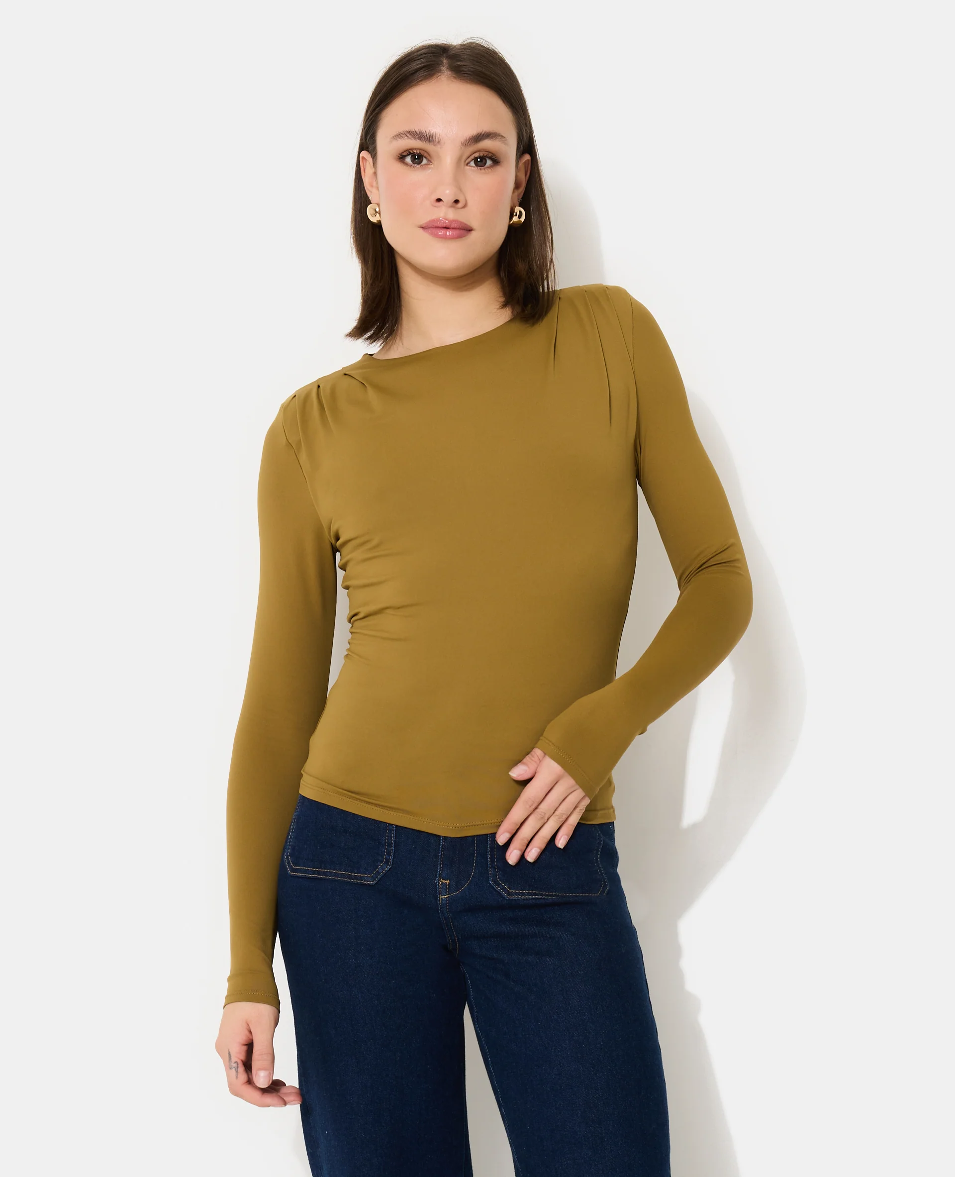 T-shirt manches longues avec épaulettes et pinces