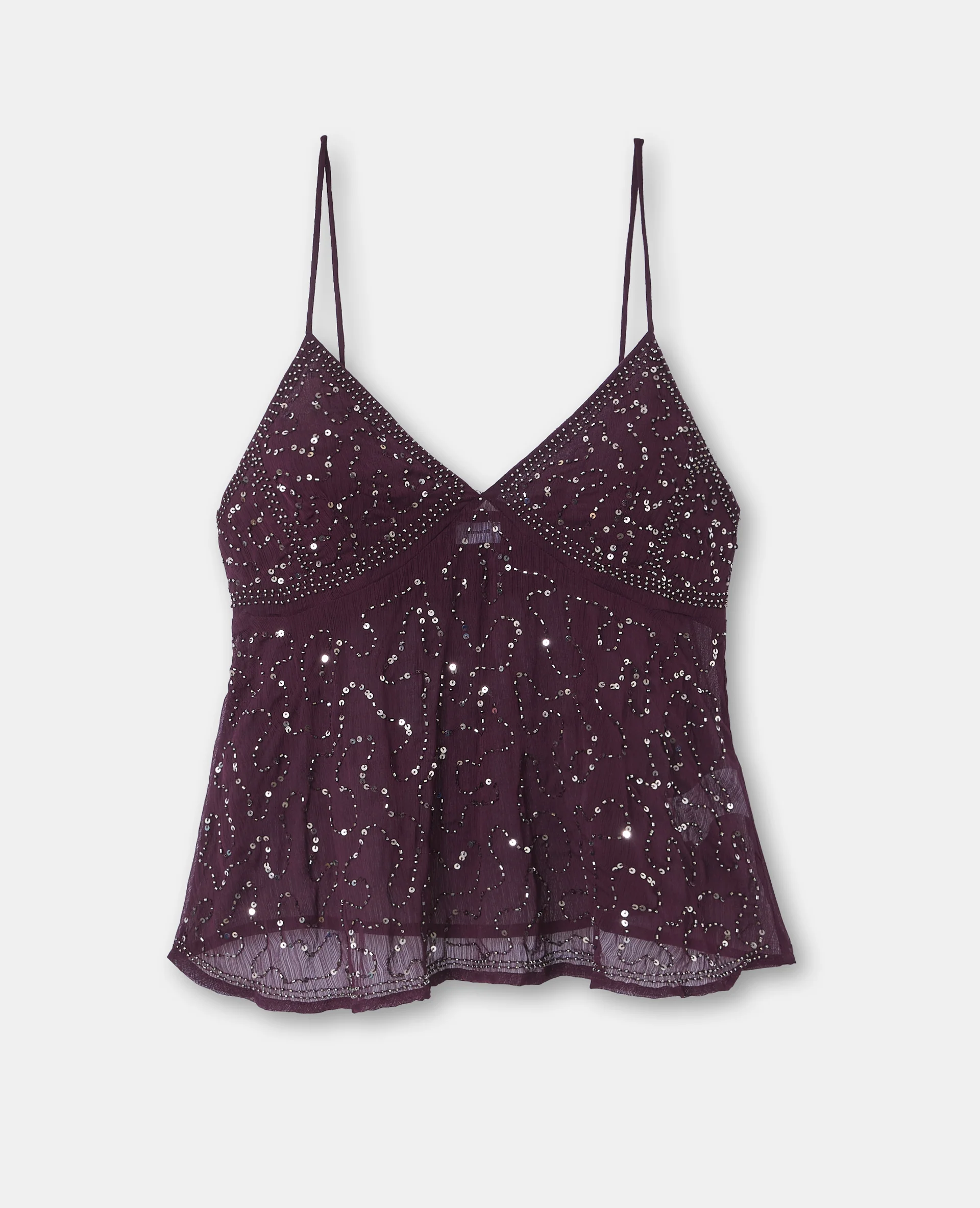 Top Ă bretelles en voile avec sequins et perles - Image 4