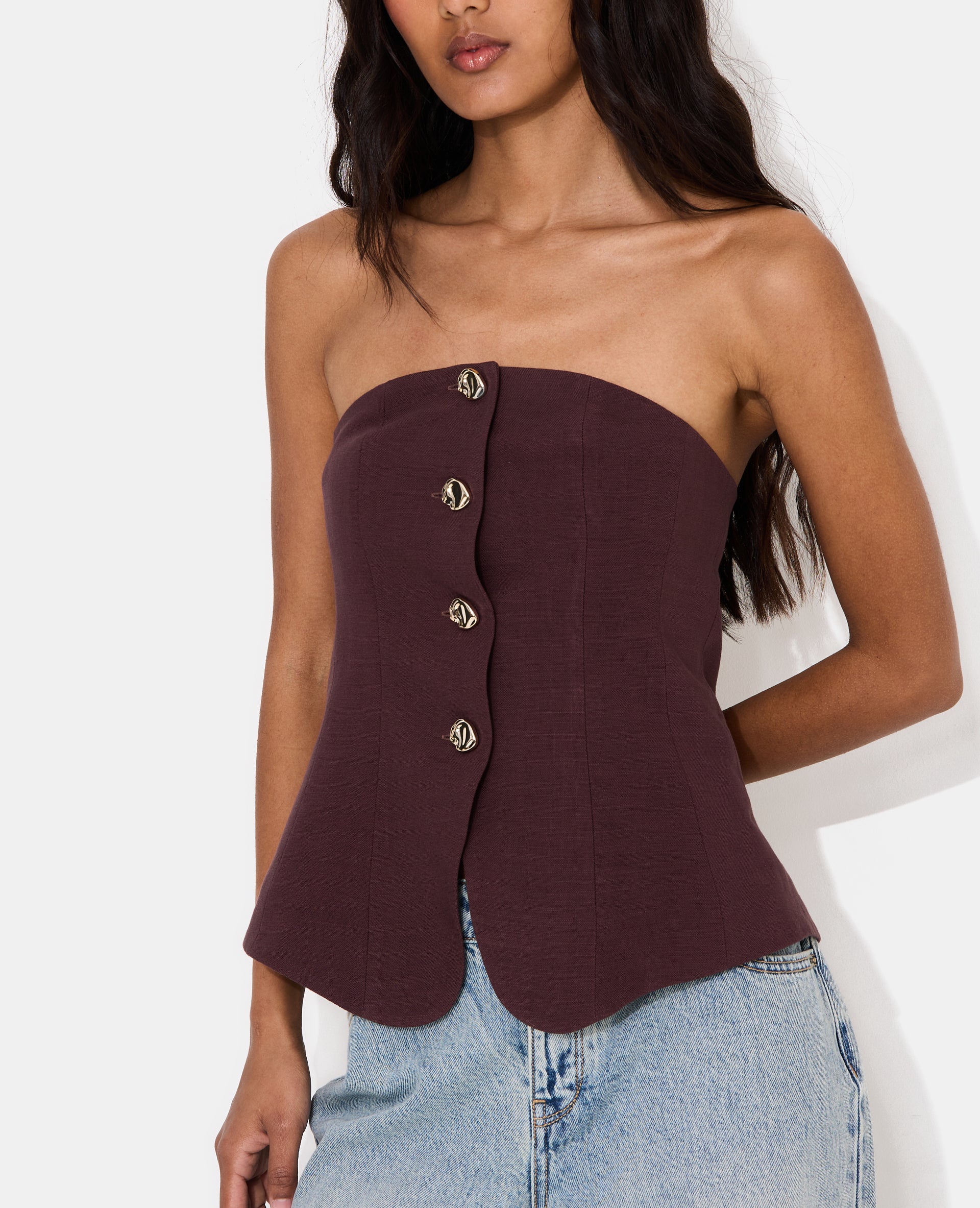 Top bustier avec boutons fantaisie - Image 5
