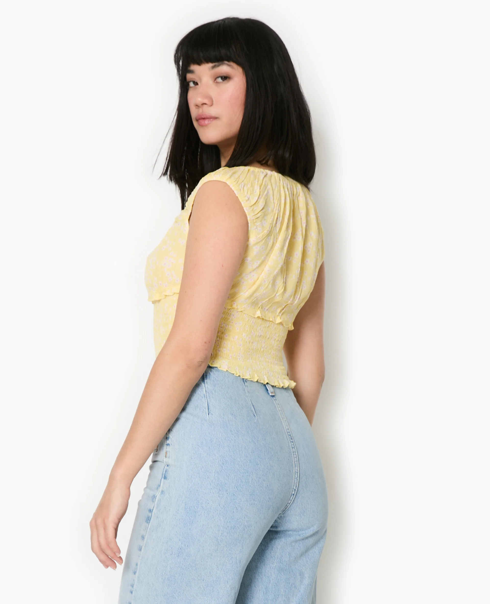 Top court forme empire avec petites fleurs - Image 6