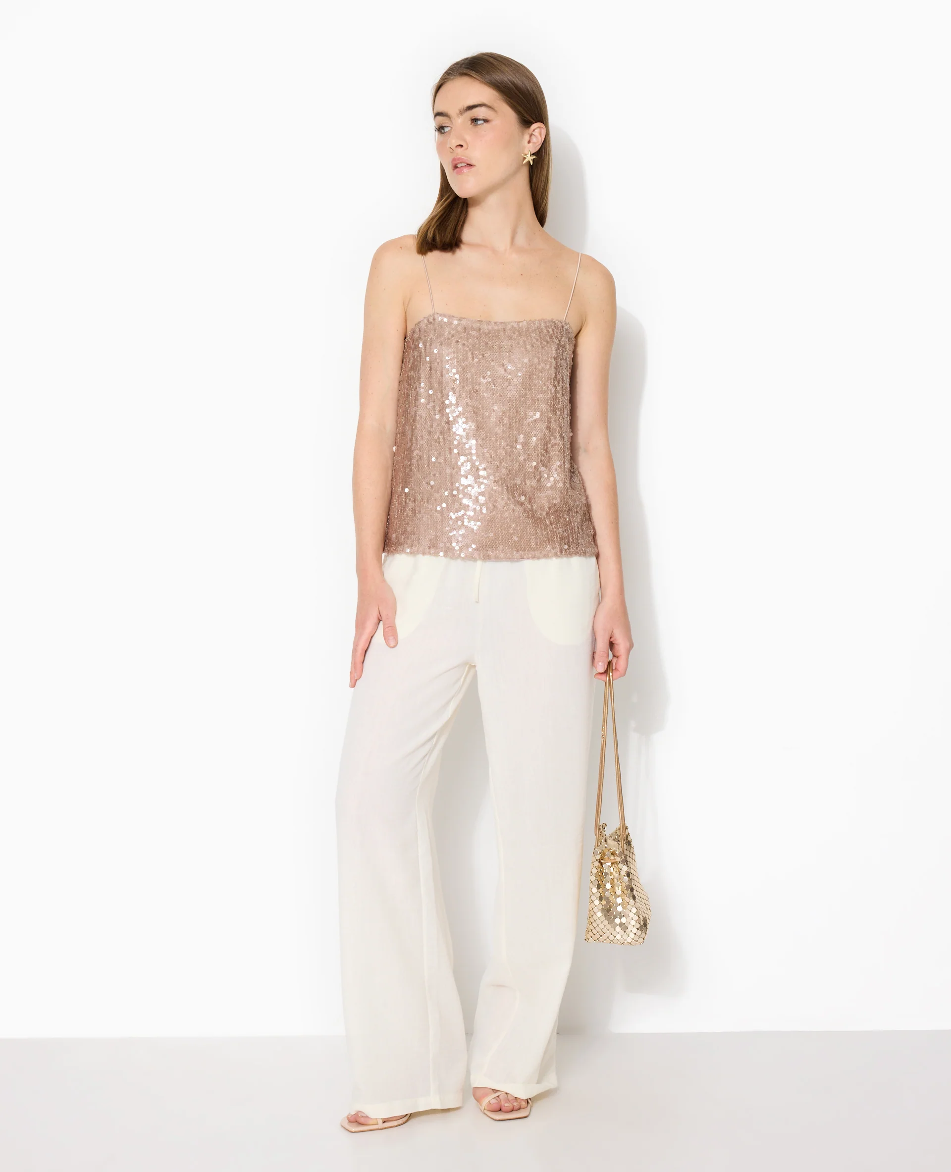 Top dos ouvert en maille ajourée avec sequins - Image 5