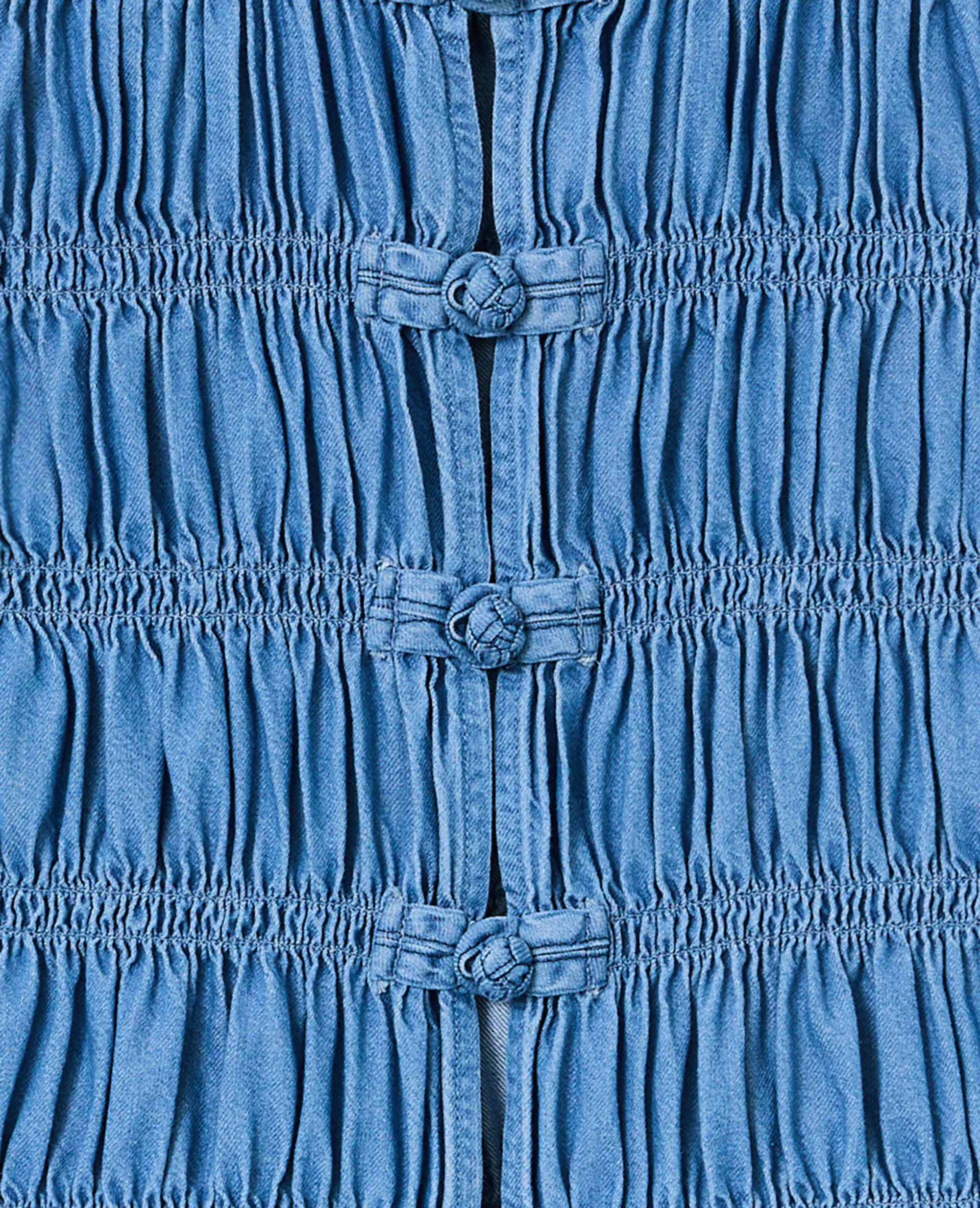 Top effet jean avec smocks et boutons brandebourg - Image 7