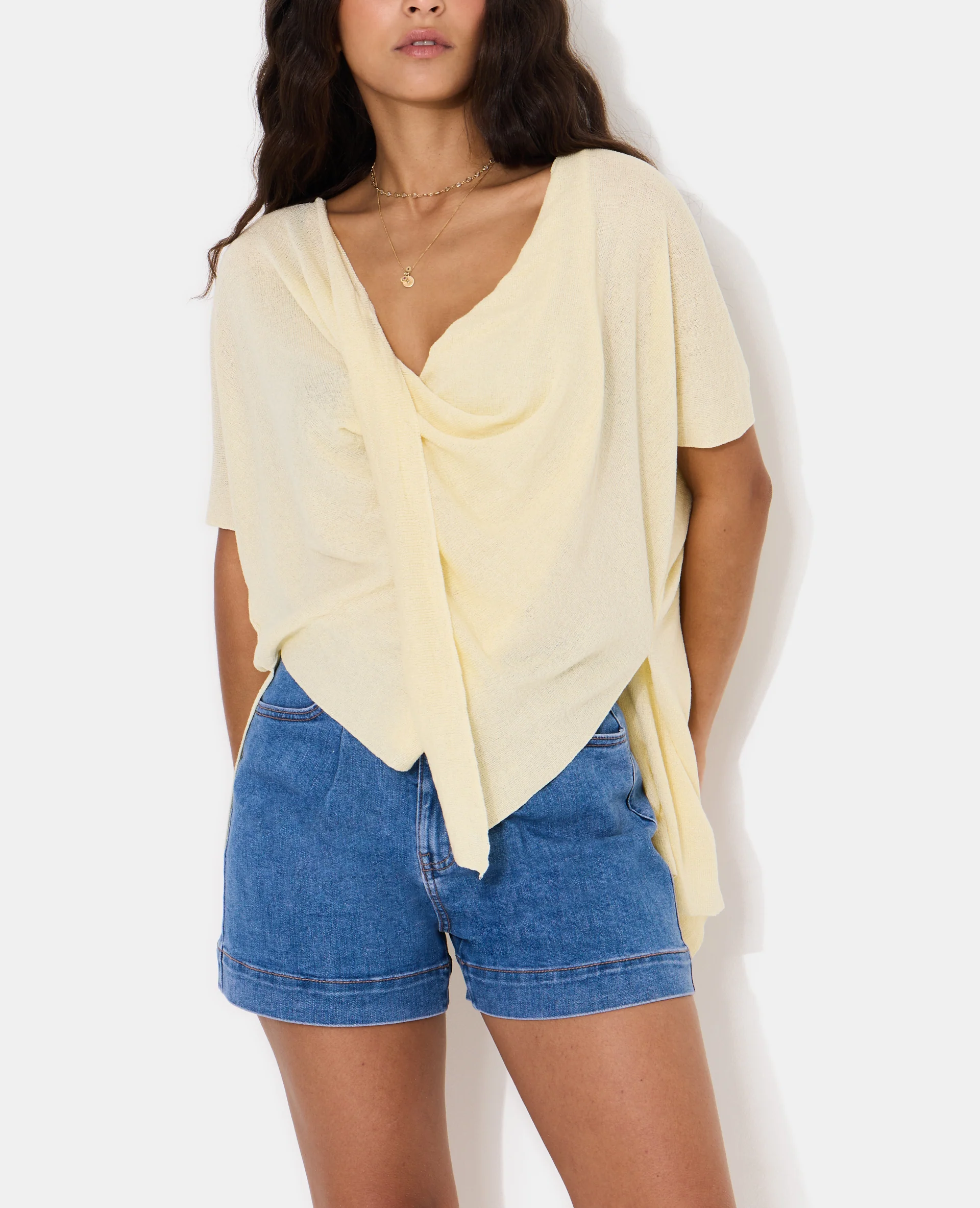 Top en maille fine avec effet châle - Image 2