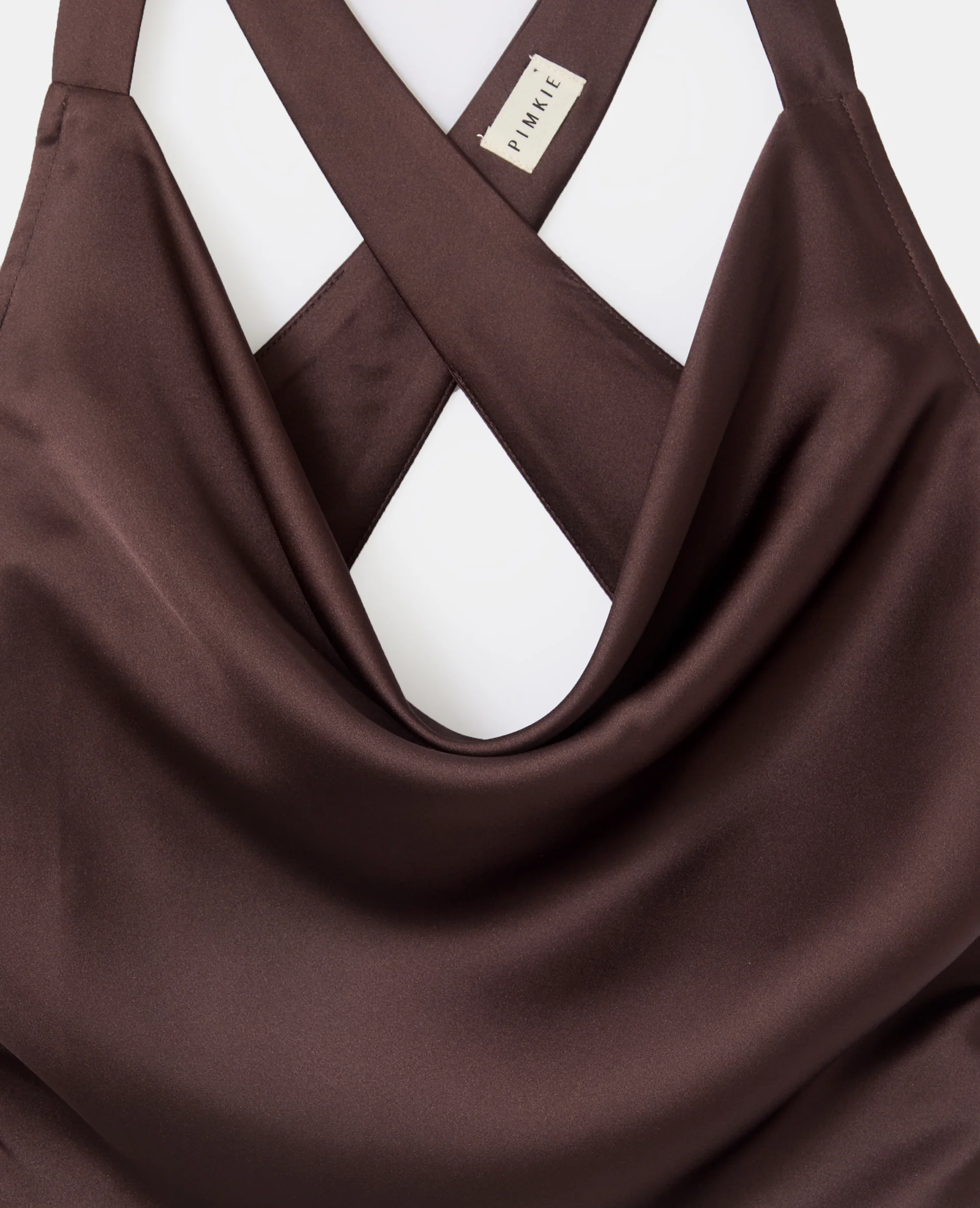 Top en satin col bénitier bretelles croisées dos - Image 7