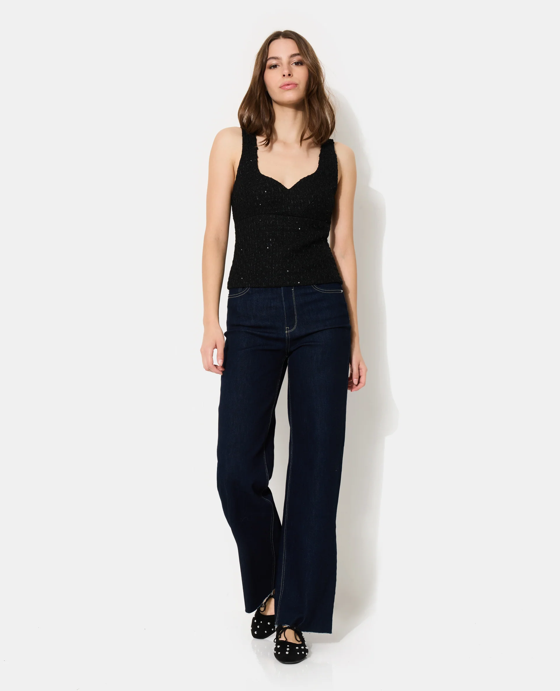 Top en tweed avec sequins - Image 8