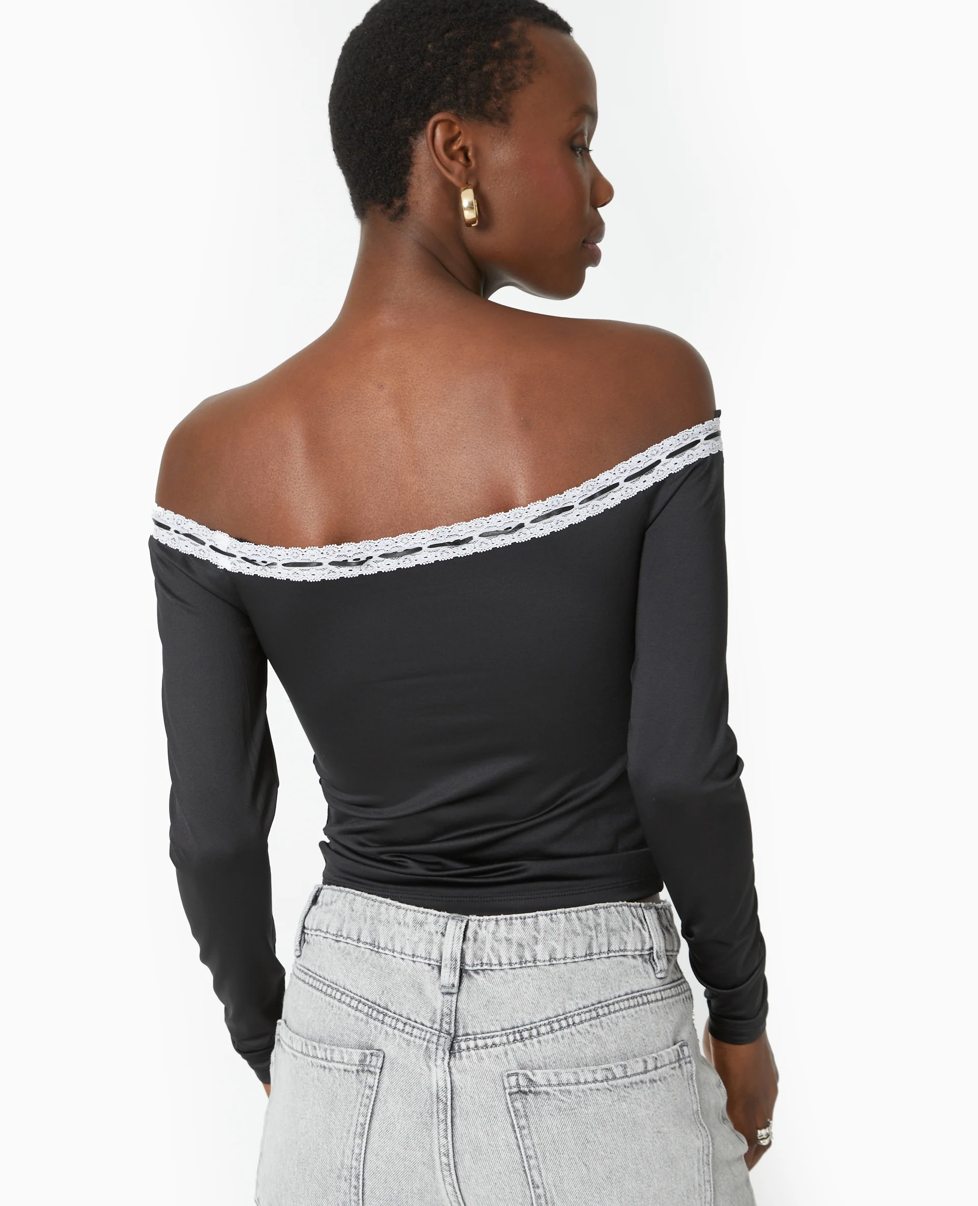 Top encolure Bardot avec noeud contrasté - Image 6