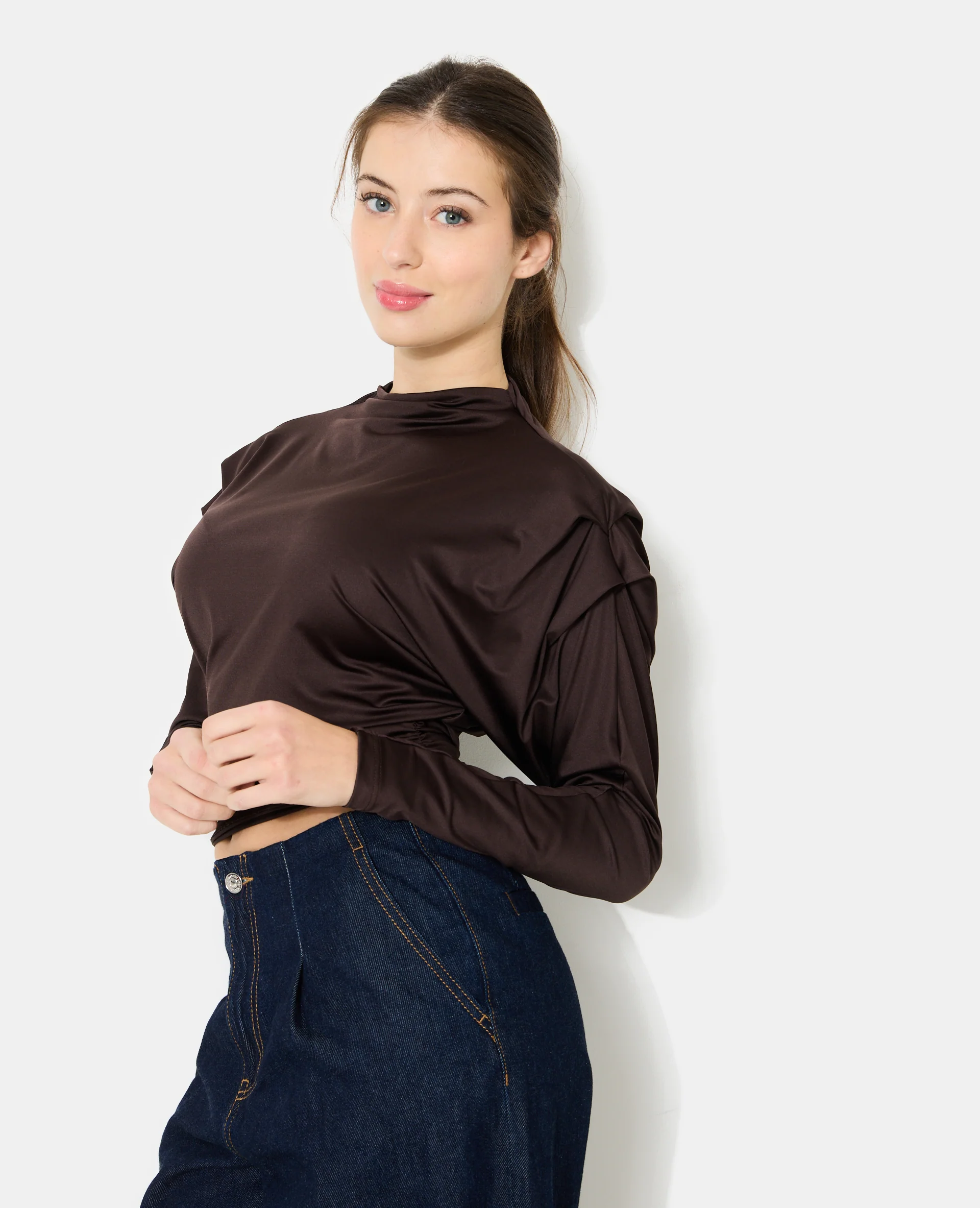 Top manches chauve-souris avec pinces et fronces - Image 5