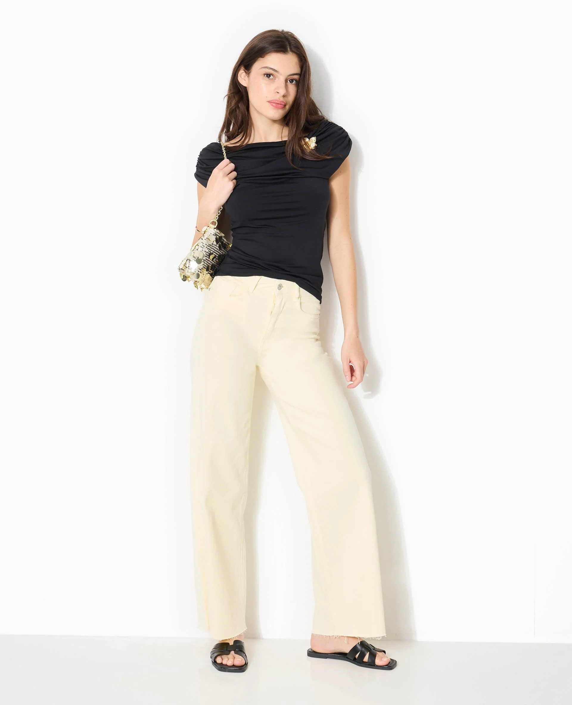 Top sans manches avec effet drapé et détail bijou - Image 3