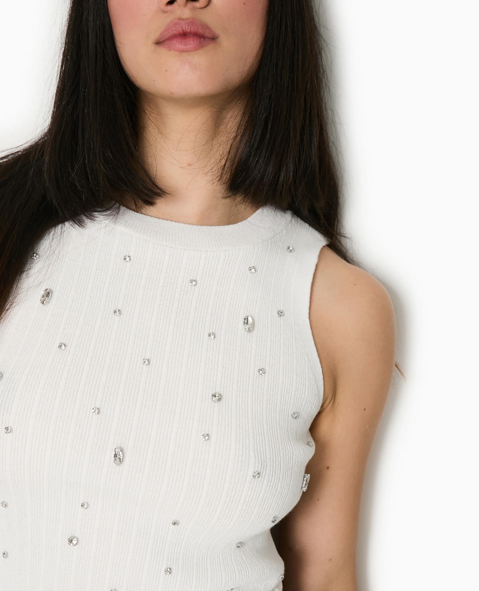 Top sans manches en maille avec strass - Image 2