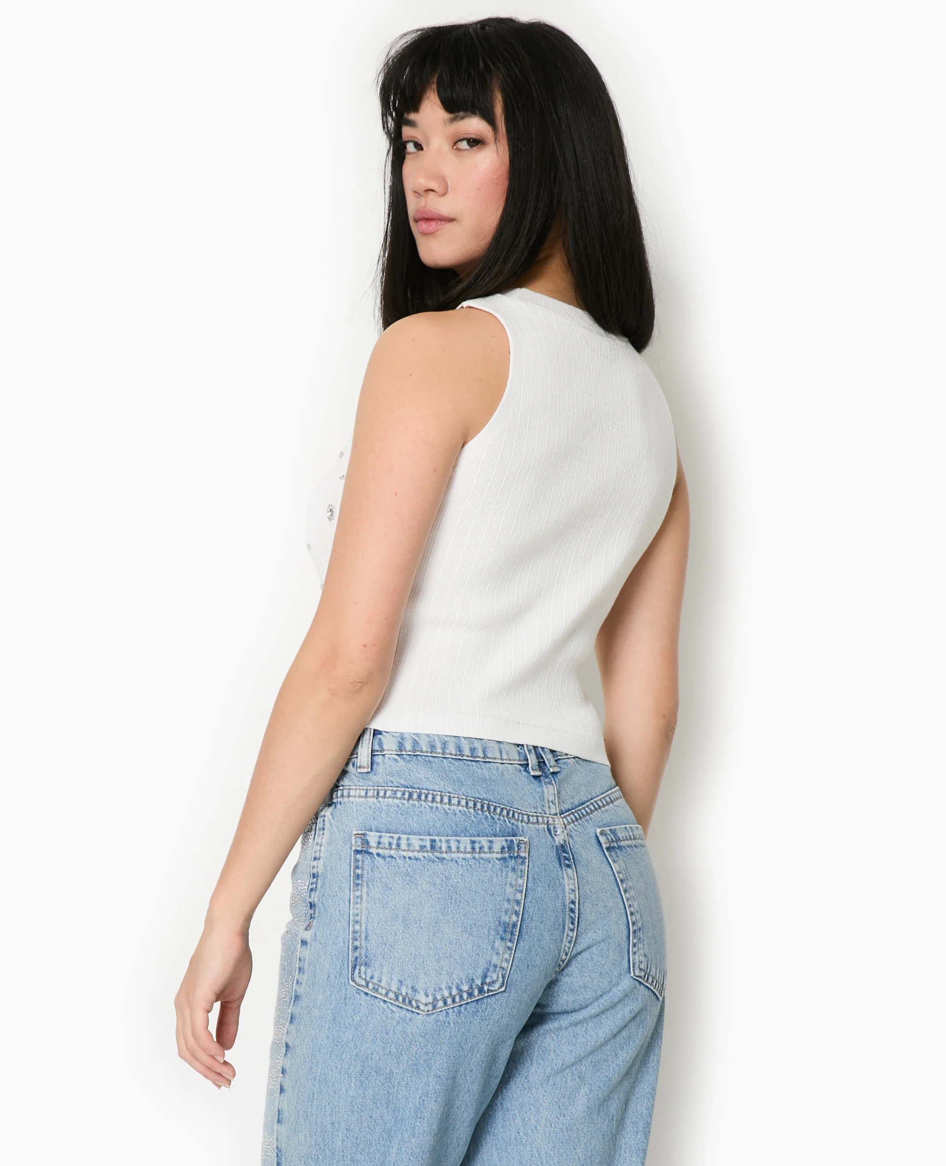 Top sans manches en maille avec strass - Image 6