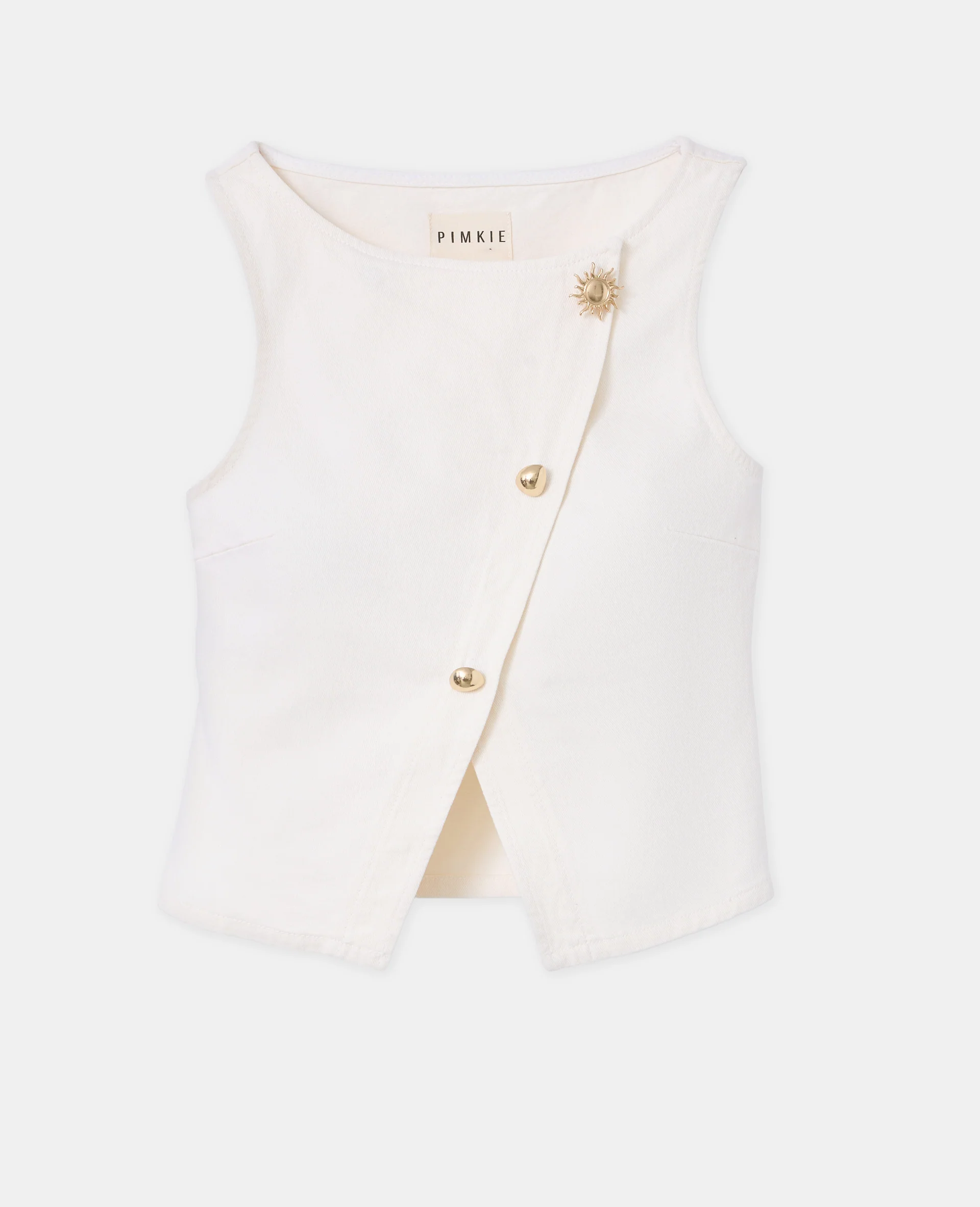 Top sans manches façon gilet barman boutons bijoux - Image 4