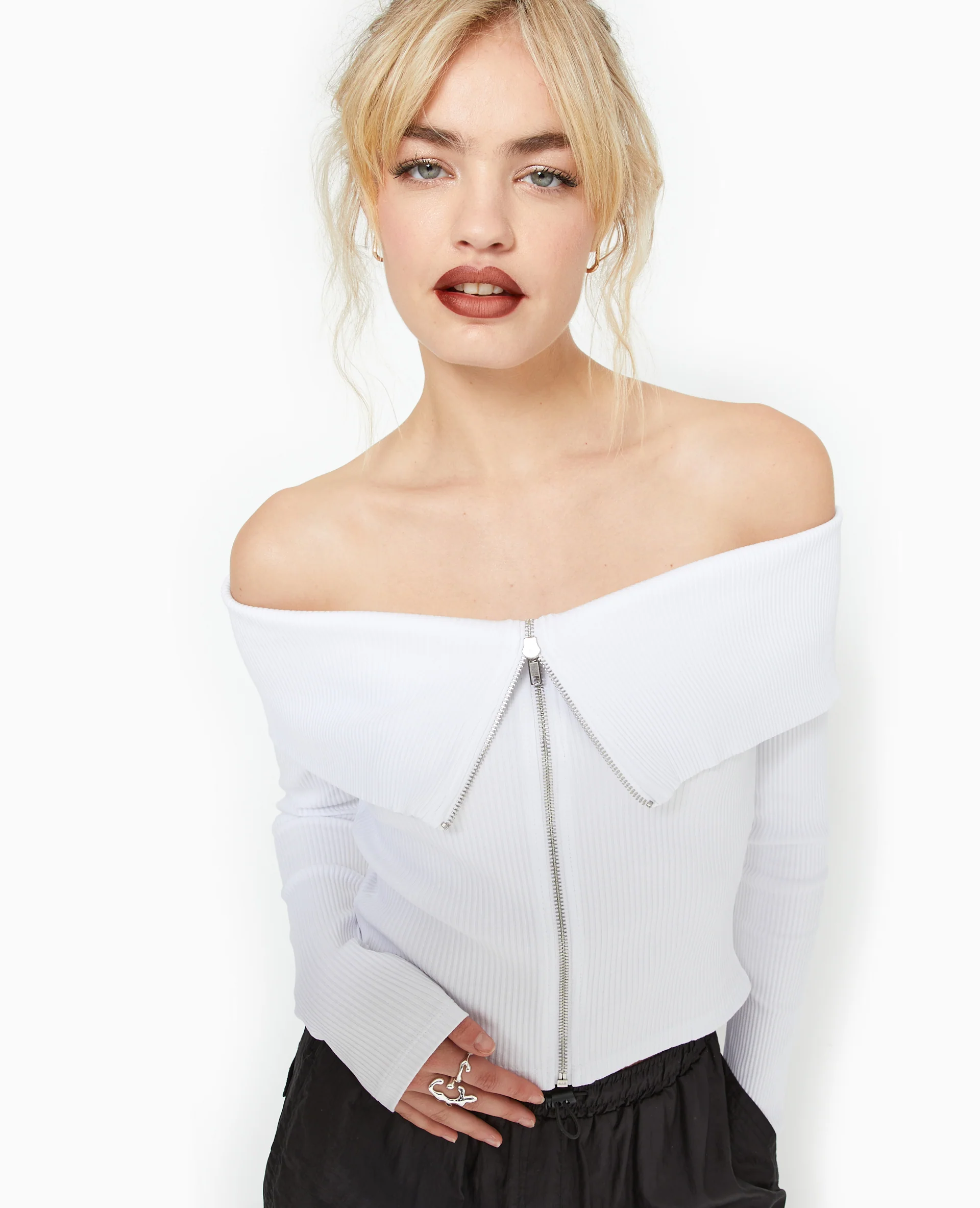 Top zippé encolure Bardot - Image 5