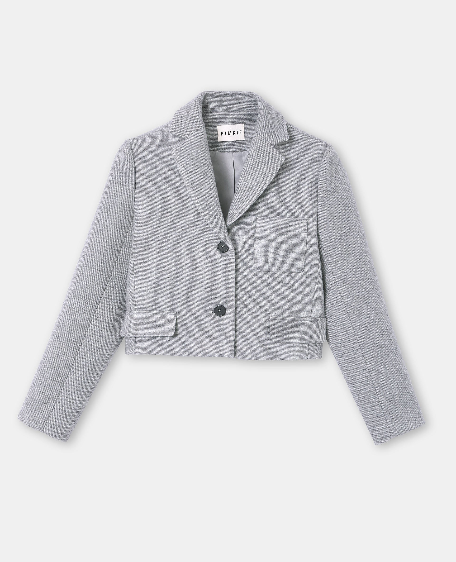Veste blazer courte en tissu épais avec laine - Image 4