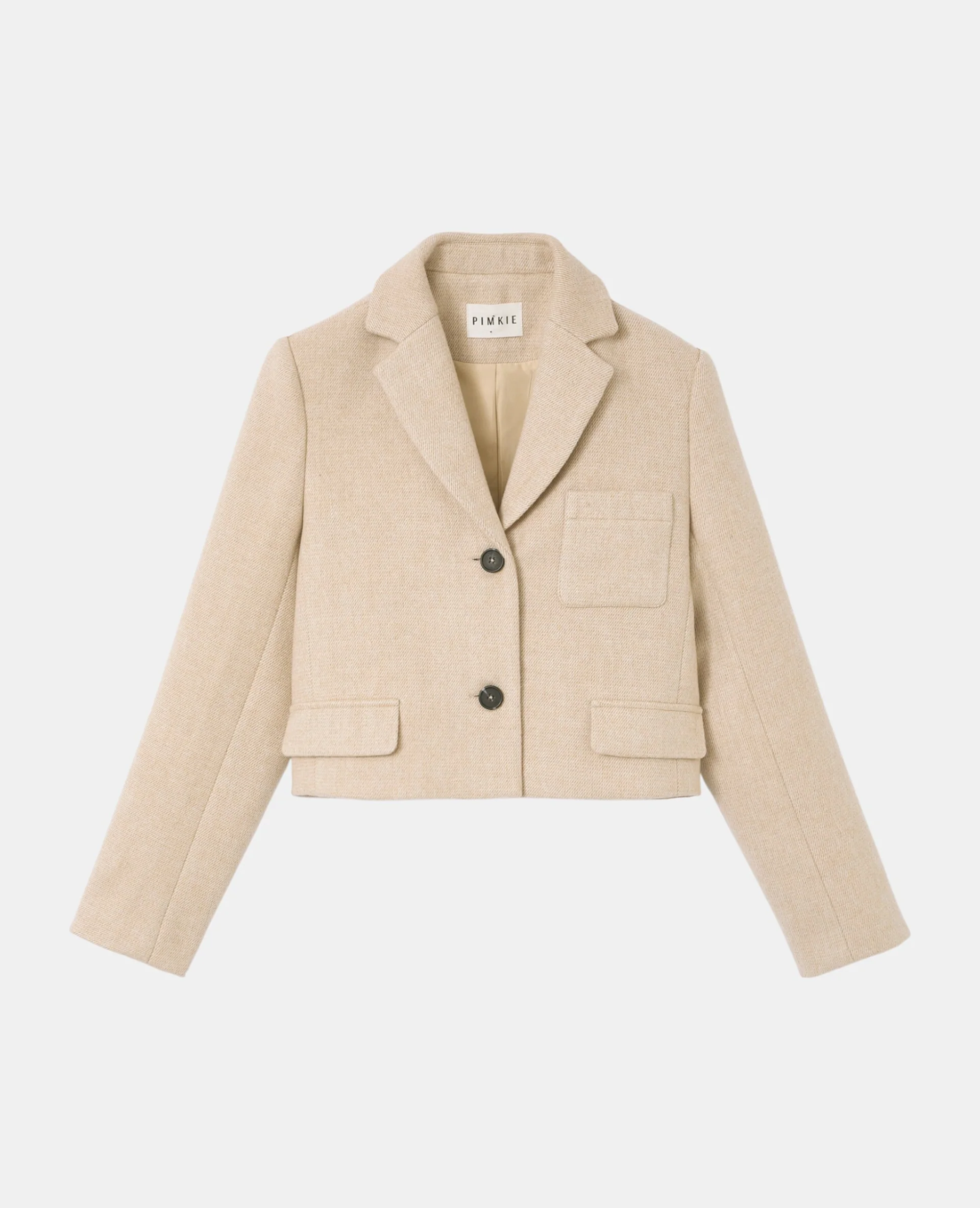Veste blazer courte en tissu épais avec laine - Image 4