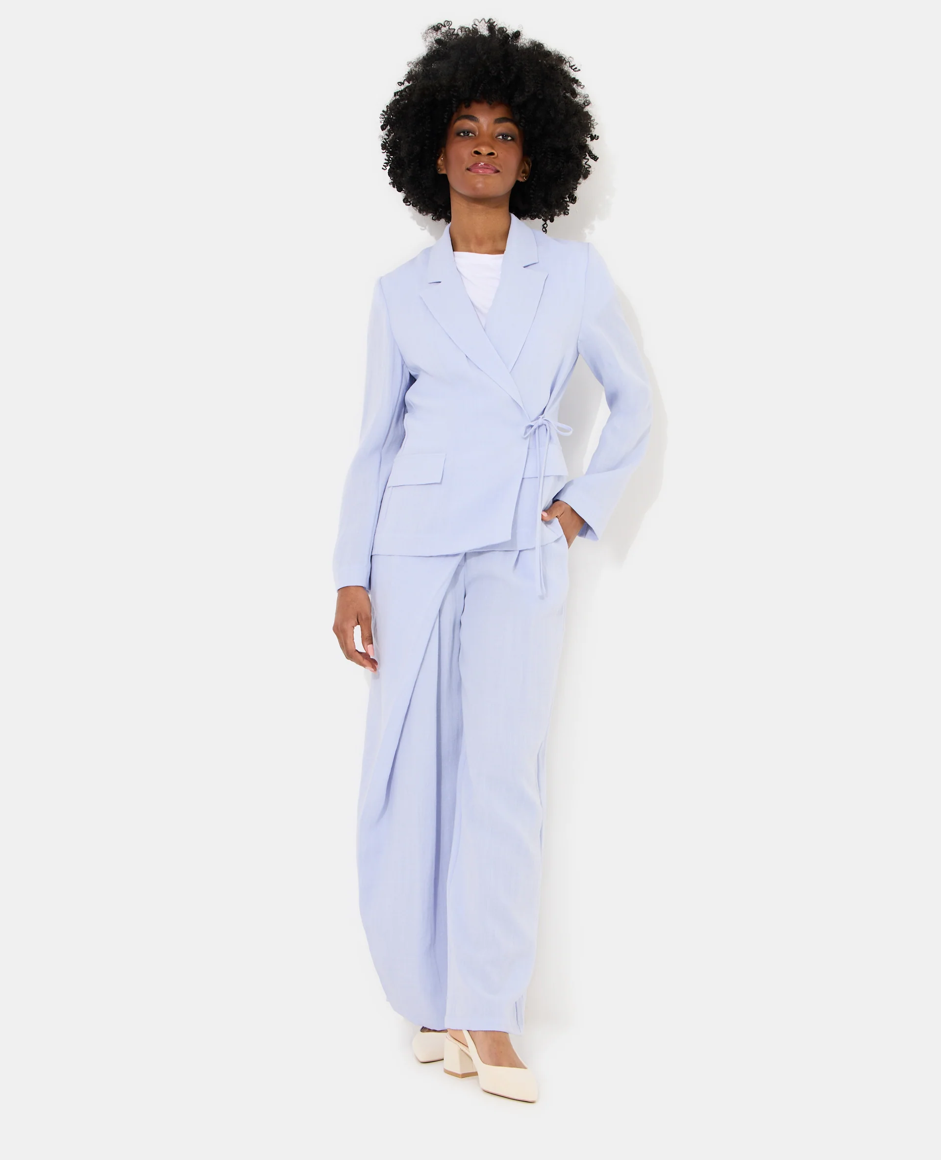 Veste blazer fluide portefeuille avec nouette - Image 3