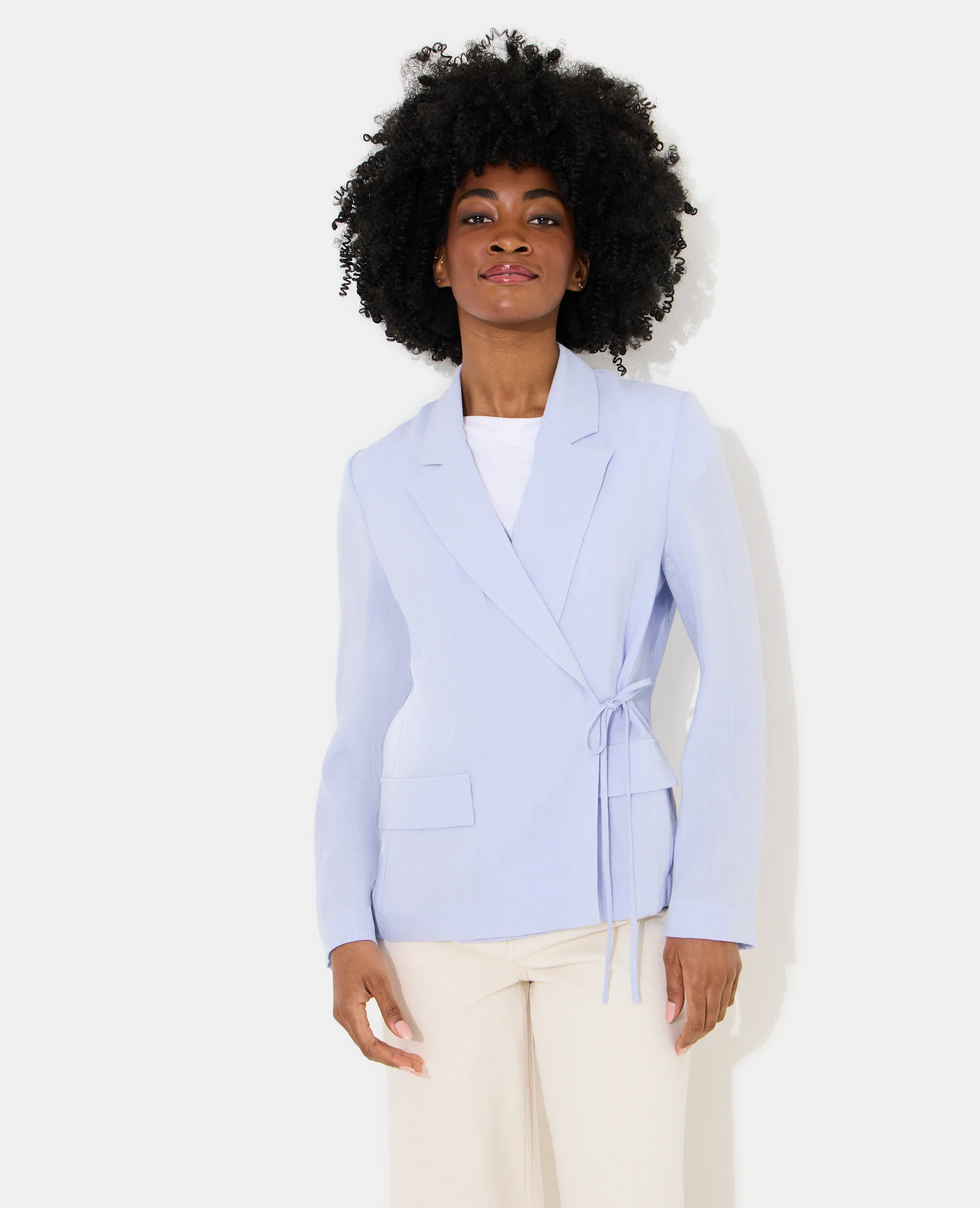 Veste blazer fluide portefeuille avec nouette - Image 5