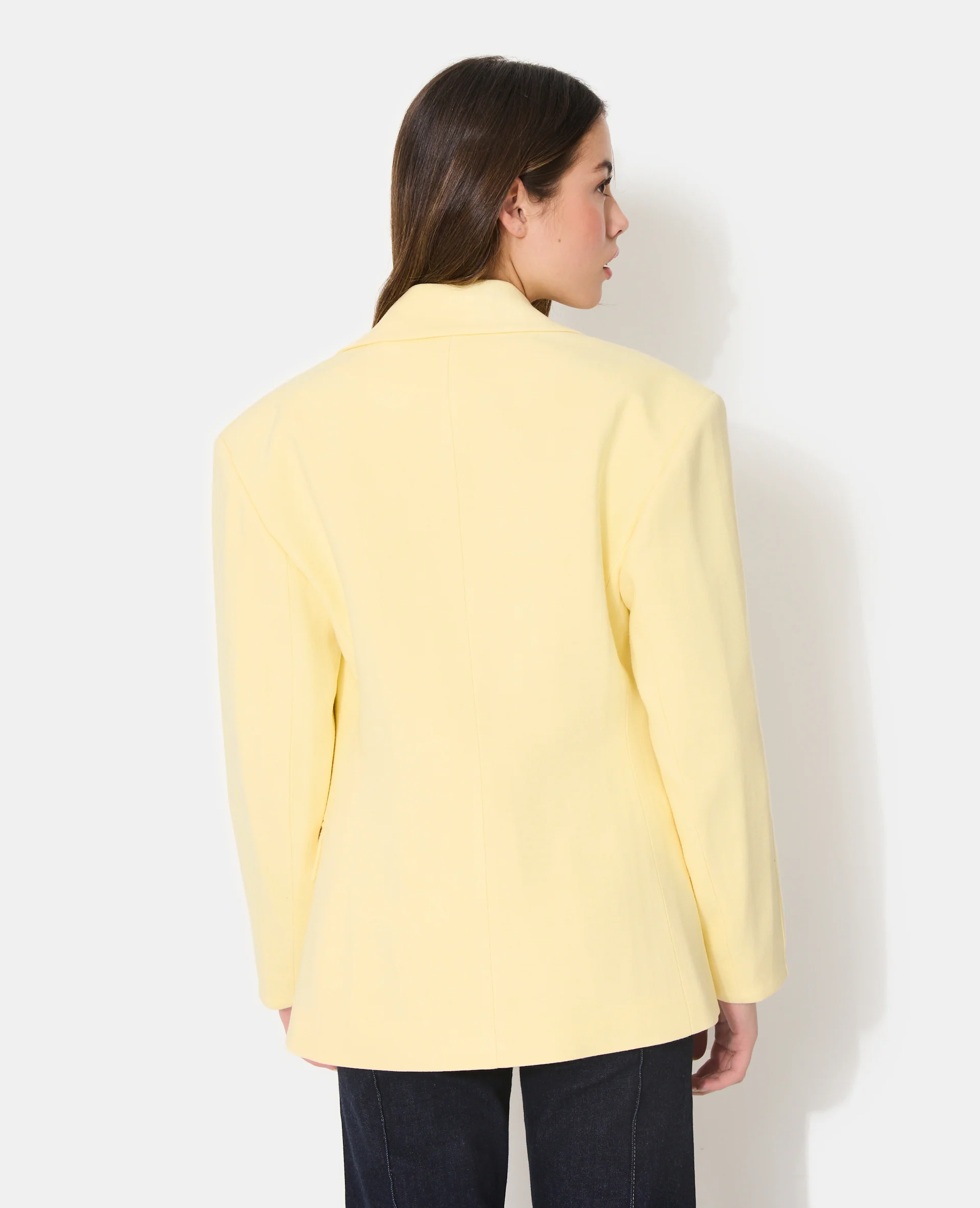 Veste blazer long et cintré en tissu effet lin - Image 6