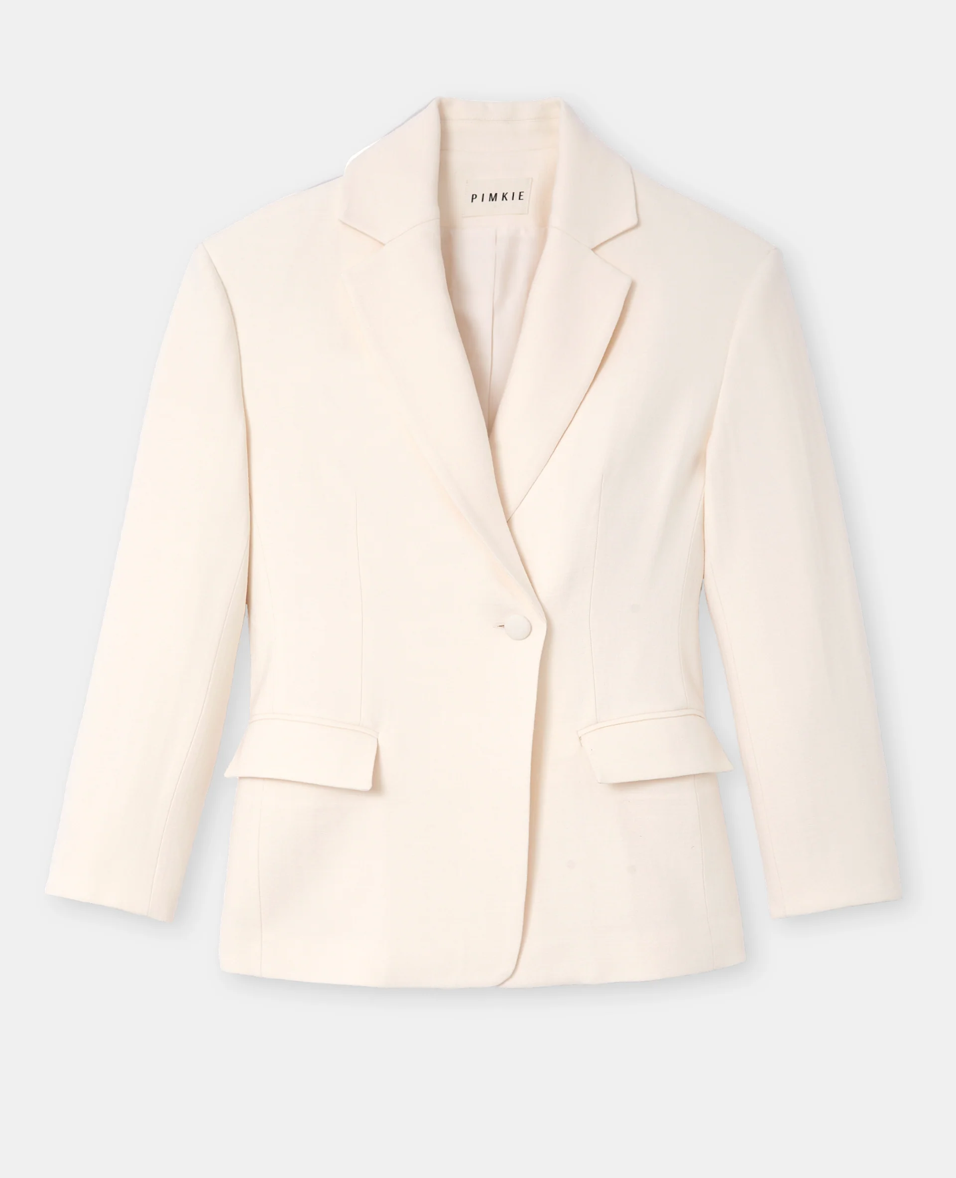 Veste blazer long et cintré en tissu effet lin - Image 4