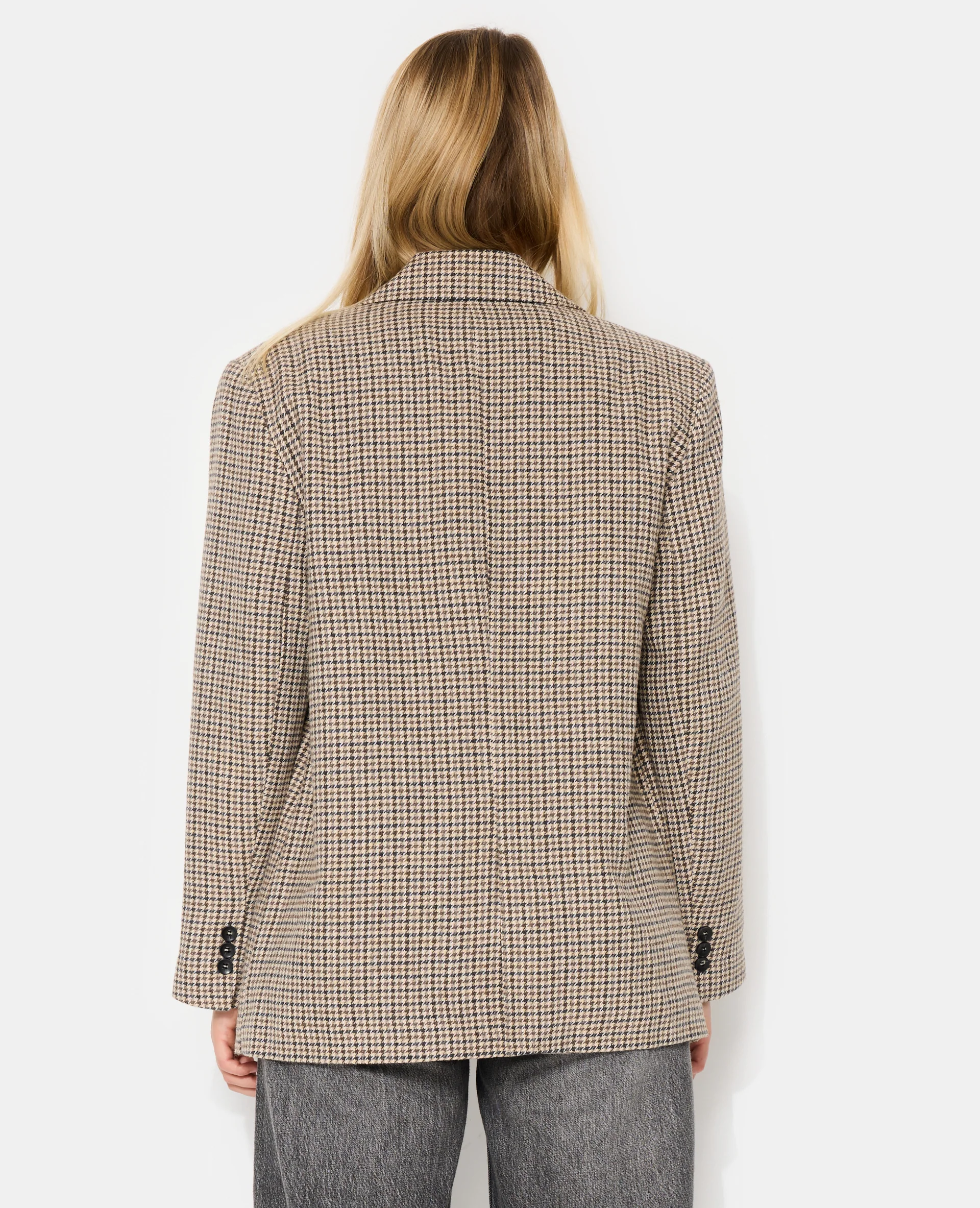 Veste blazer oversize en tissu chaud motif pied-de-poule - Image 6