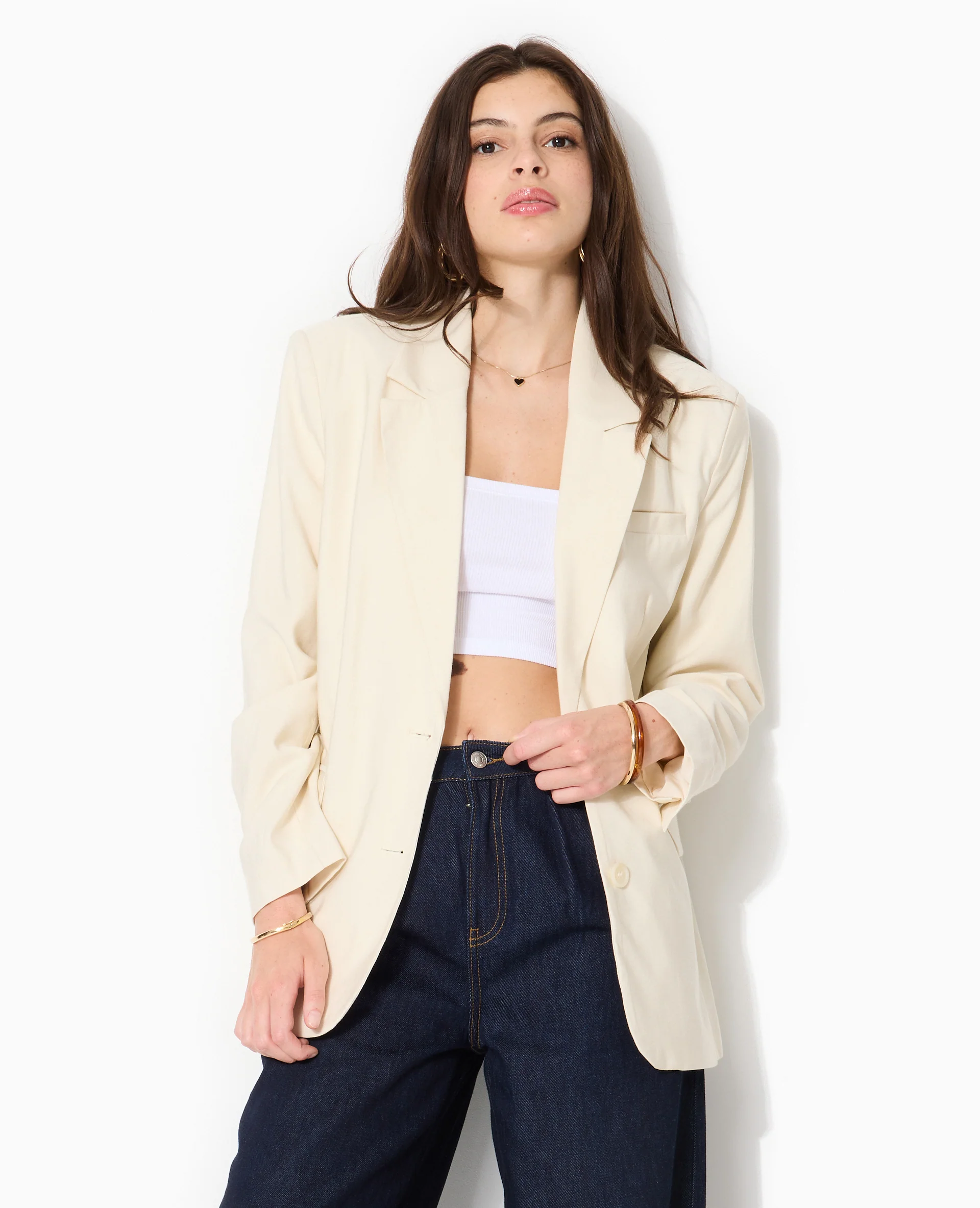 Veste blazer oversize en tissu fluide - Image 5