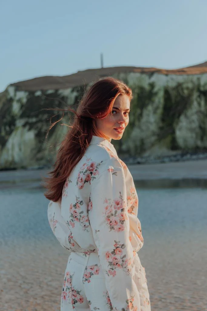 Veste boule en toile motif fleurs