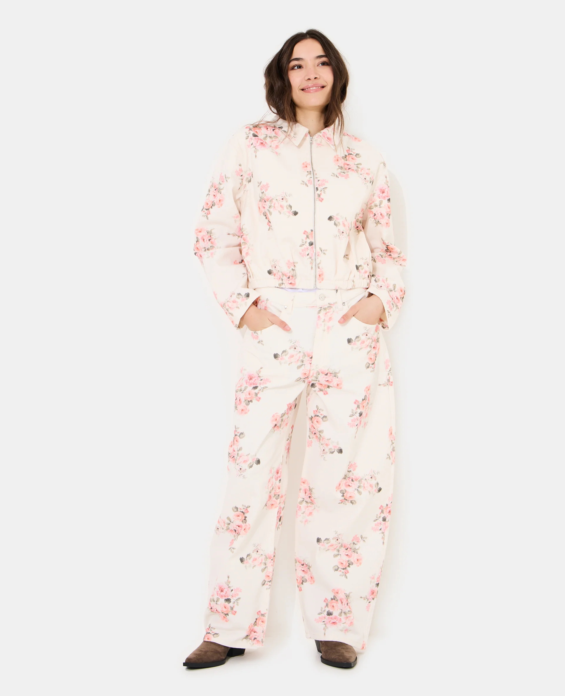 Veste boule en toile motif fleurs - Image 3