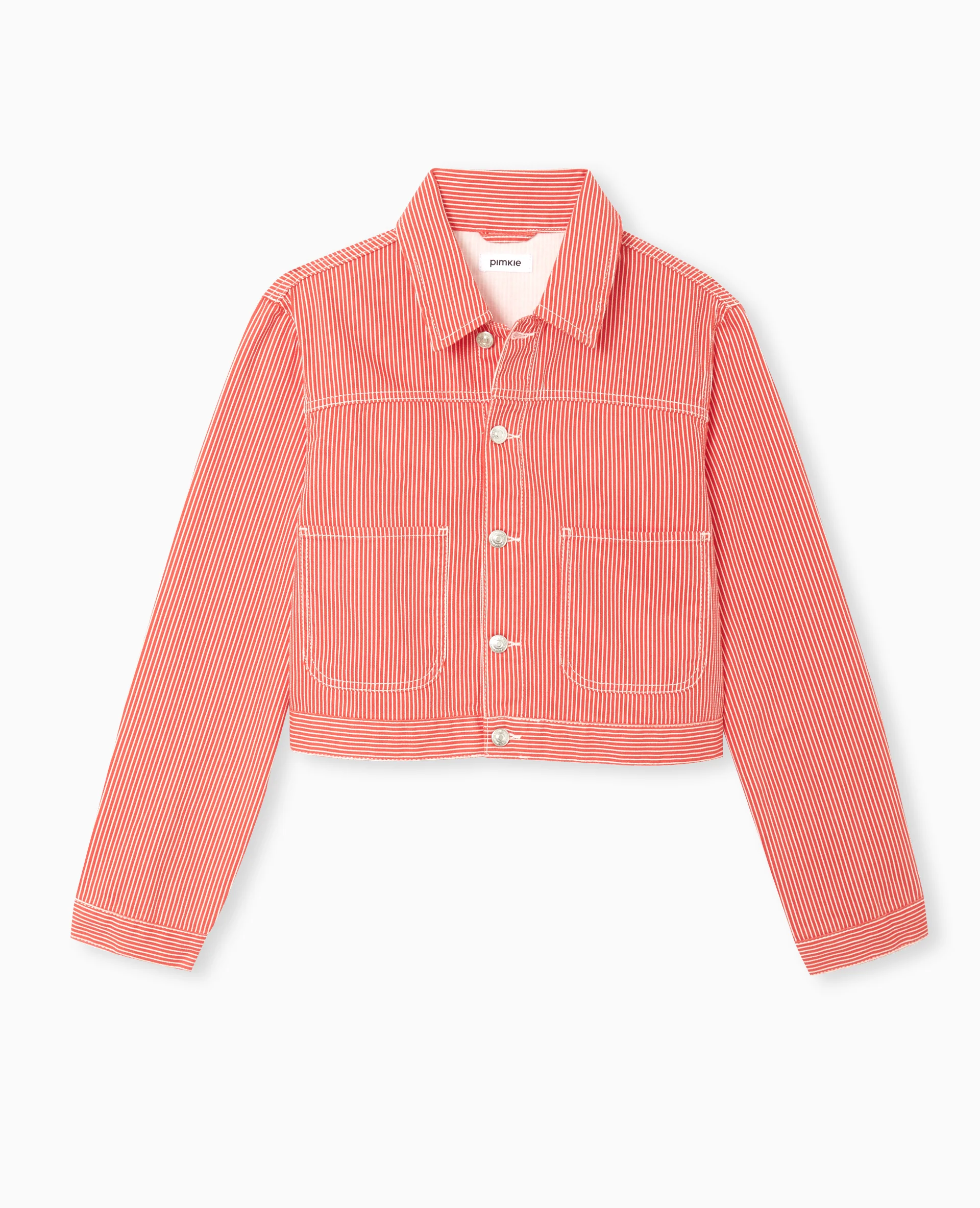 Veste courte en toile avec fines rayures - Image 4