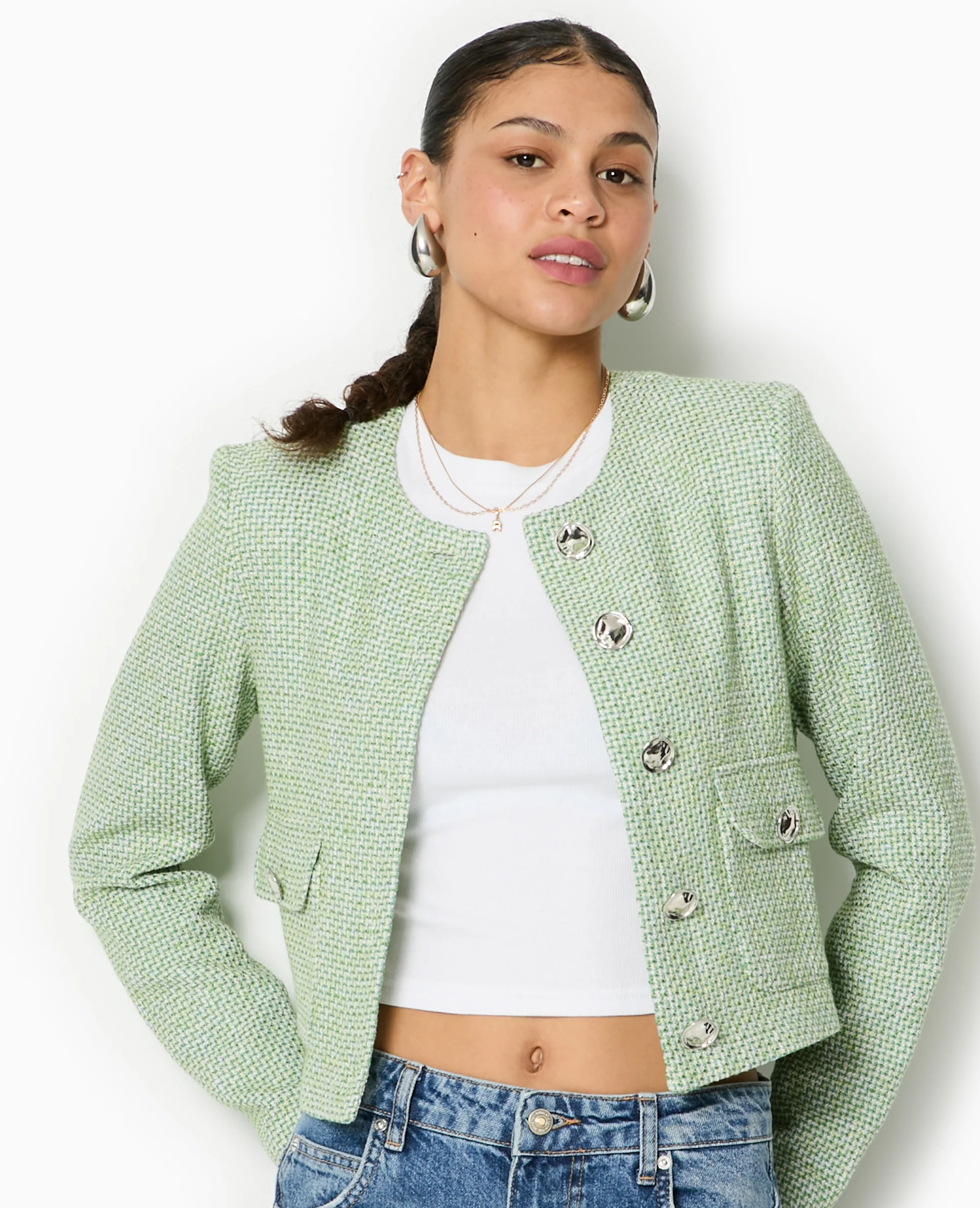 Veste courte et droite en tweed - Image 3
