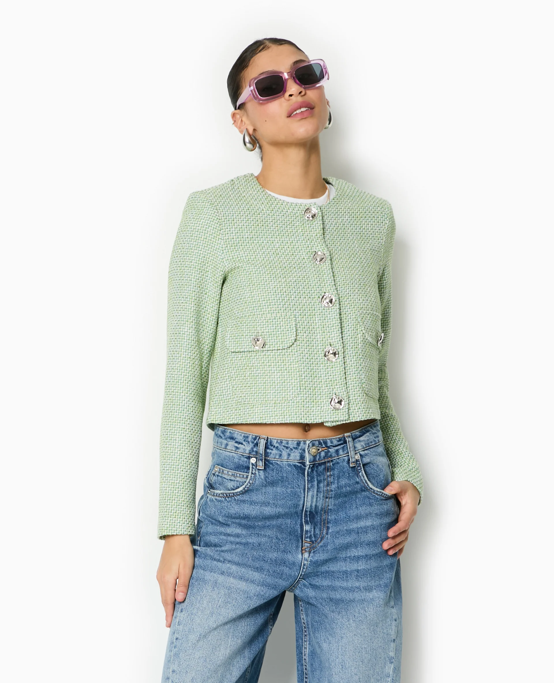 Veste courte et droite en tweed - Image 5