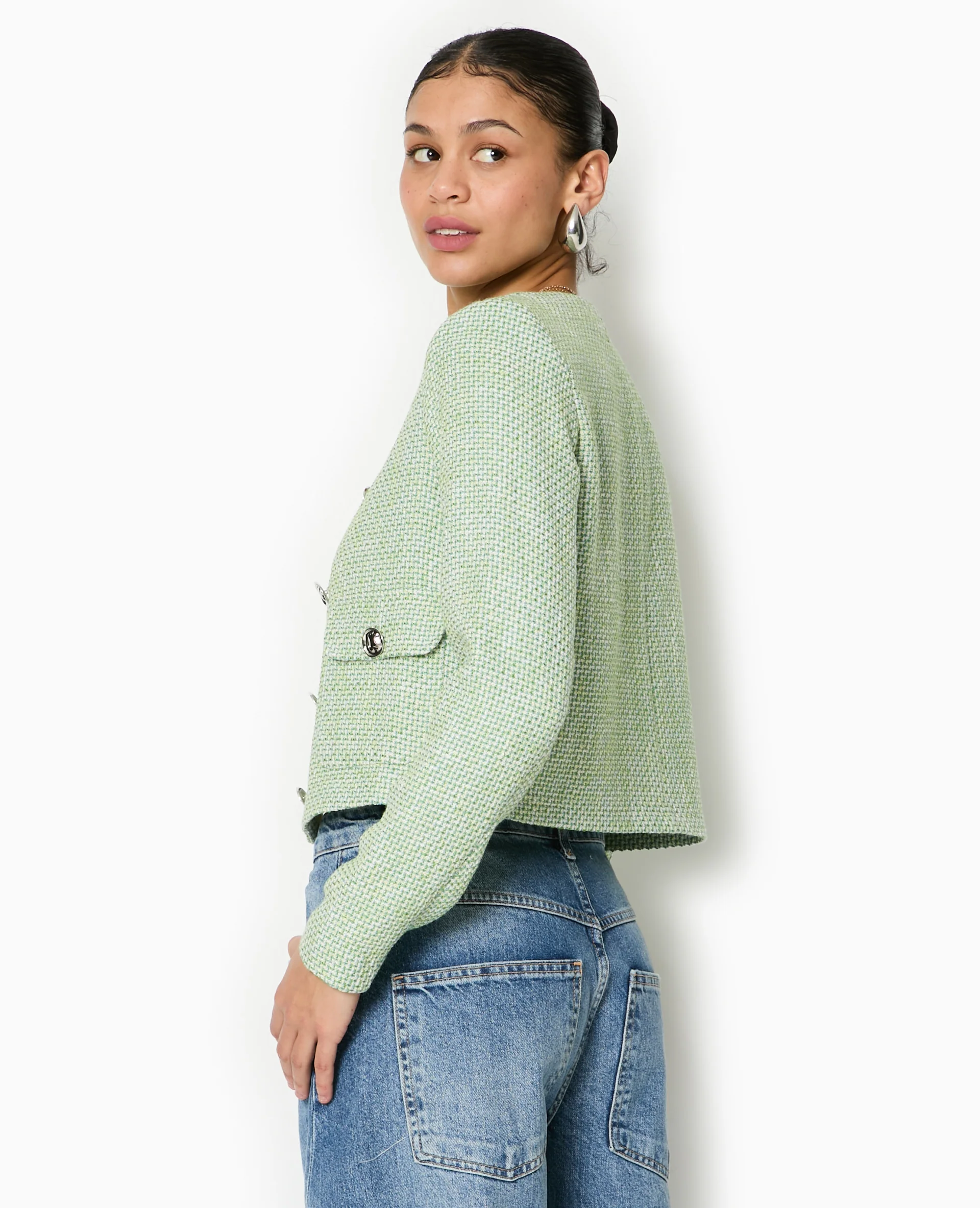Veste courte et droite en tweed - Image 6