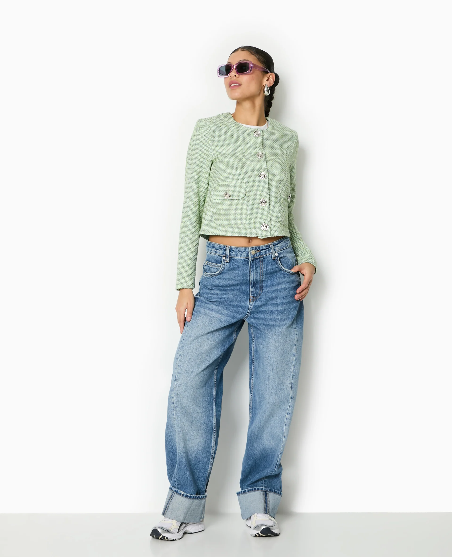 Veste courte et droite en tweed - Image 7