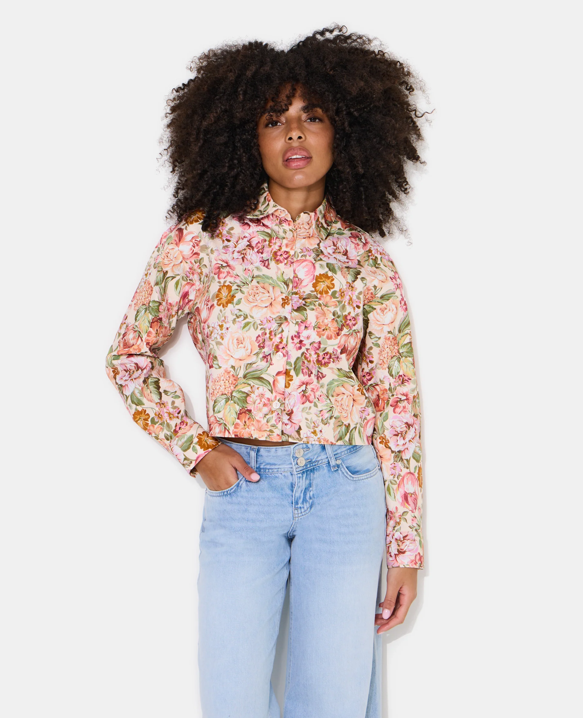 Veste droite motif fleurs façon tapisserie - Image 5