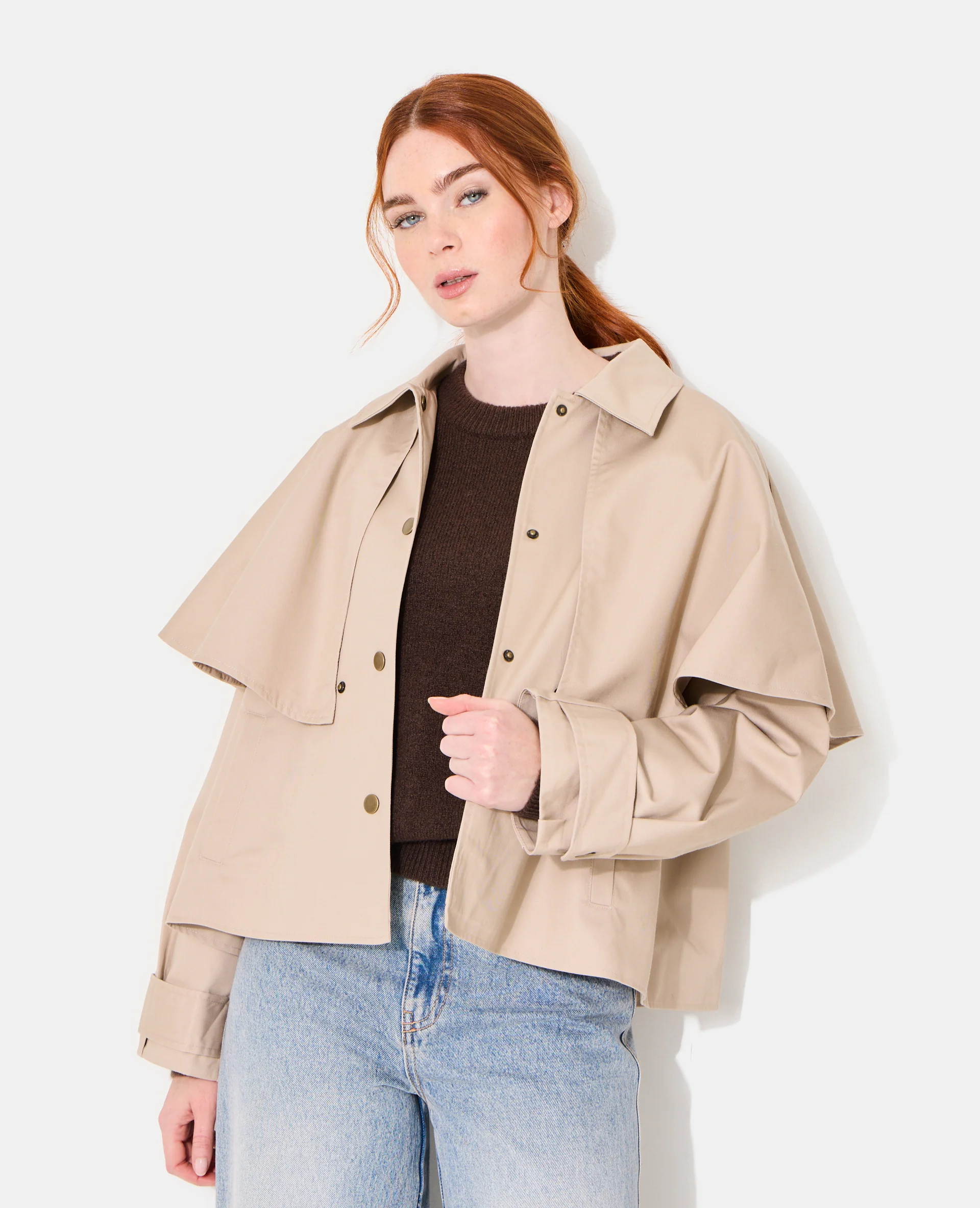 Veste effet trench avec cape - Image 2
